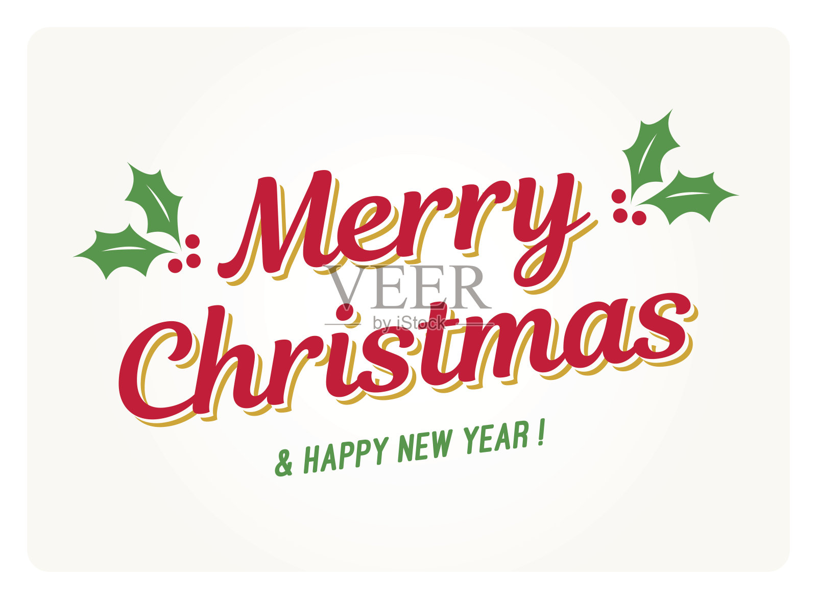 挂着槲寄生的圣诞卡。插画图片素材