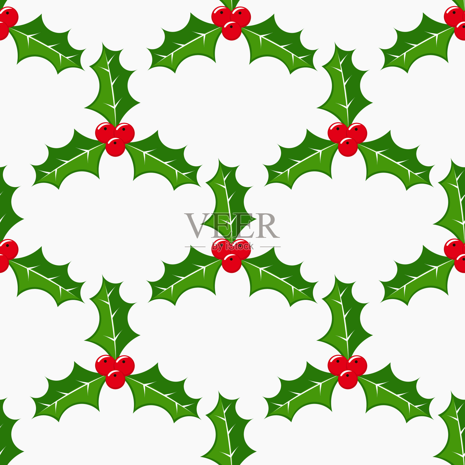 冬青果无缝花纹插画图片素材