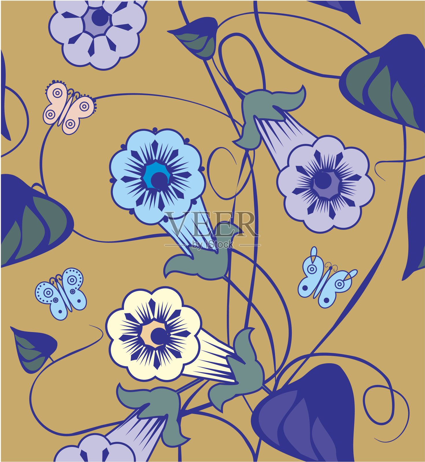 旋花类的花。插画图片素材