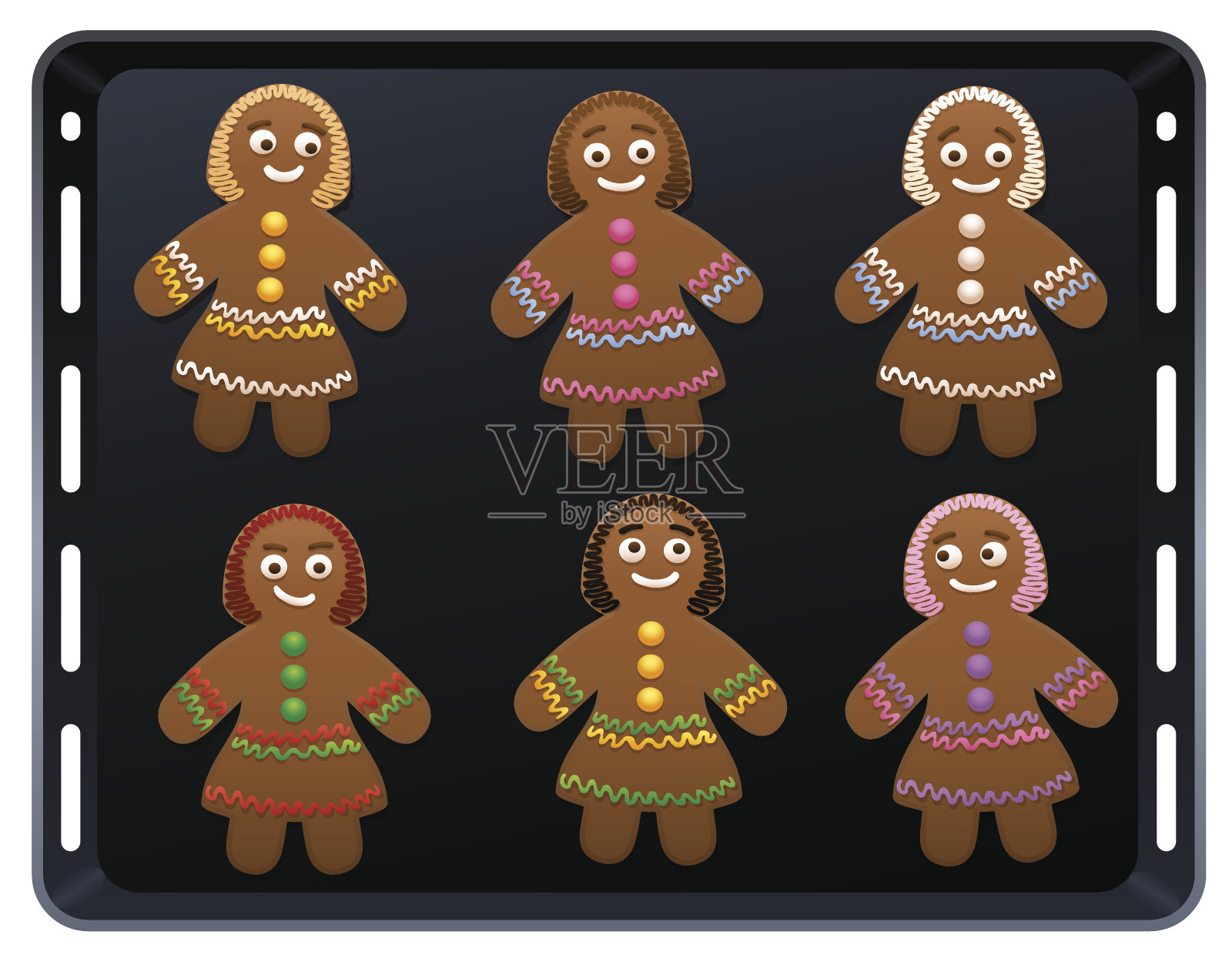 姜饼女人烤盘插画图片素材