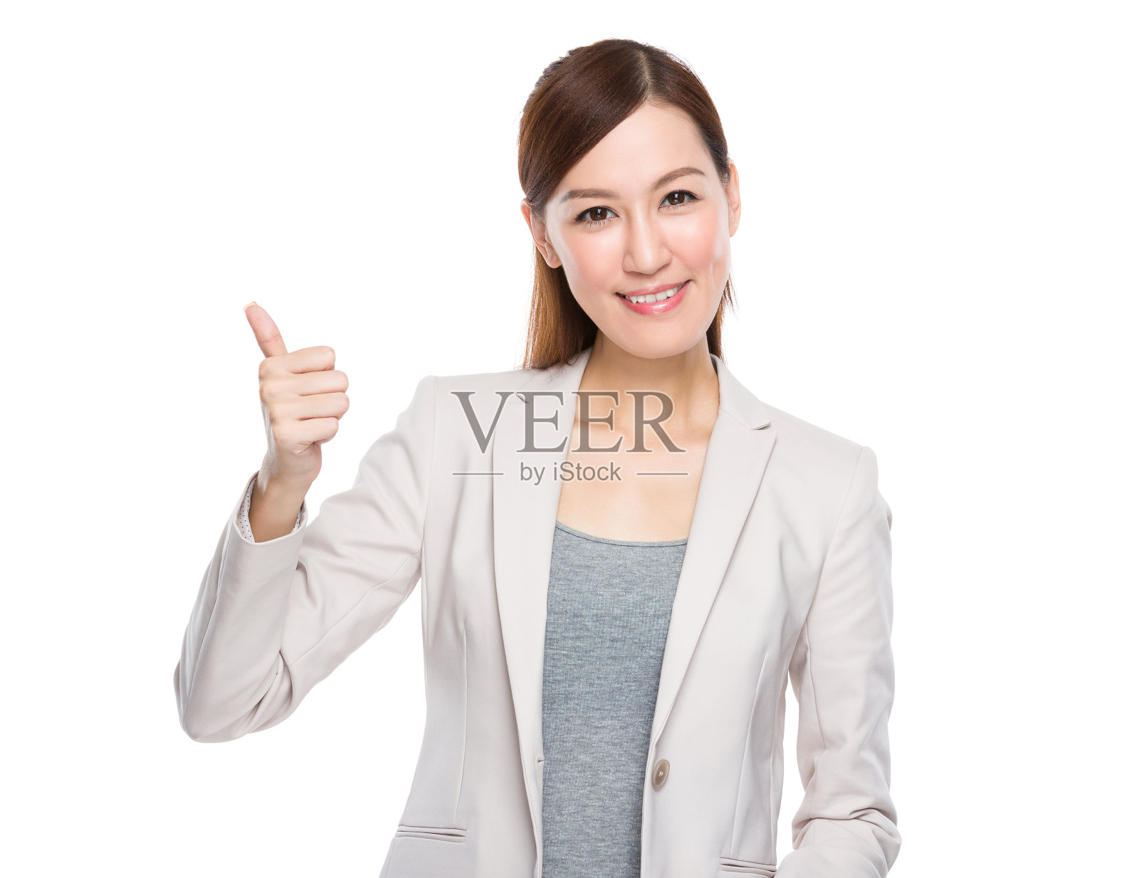 中国女商人竖起大拇指照片摄影图片