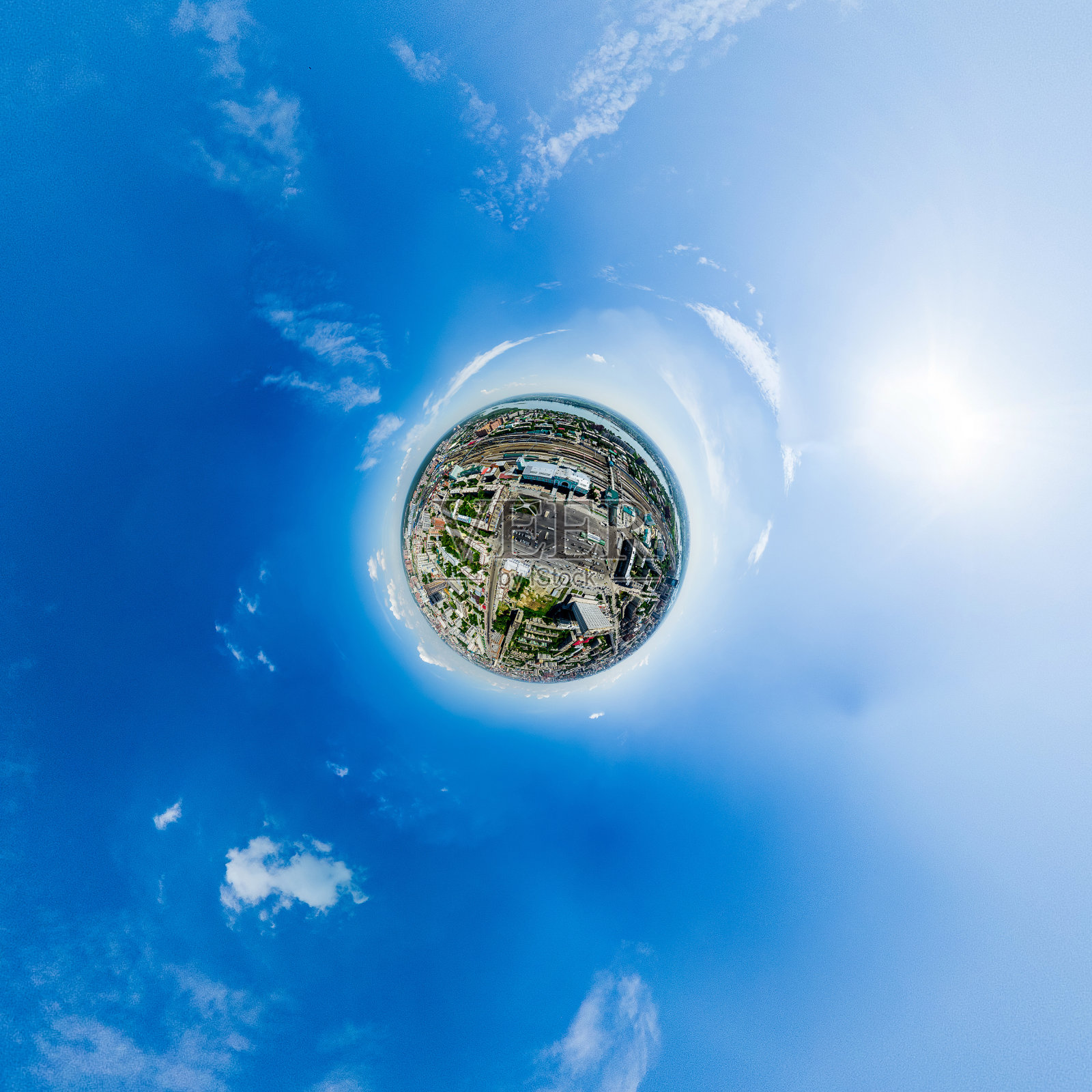 空中城市的观点。城市景观。直升飞机。全景图像。照片摄影图片