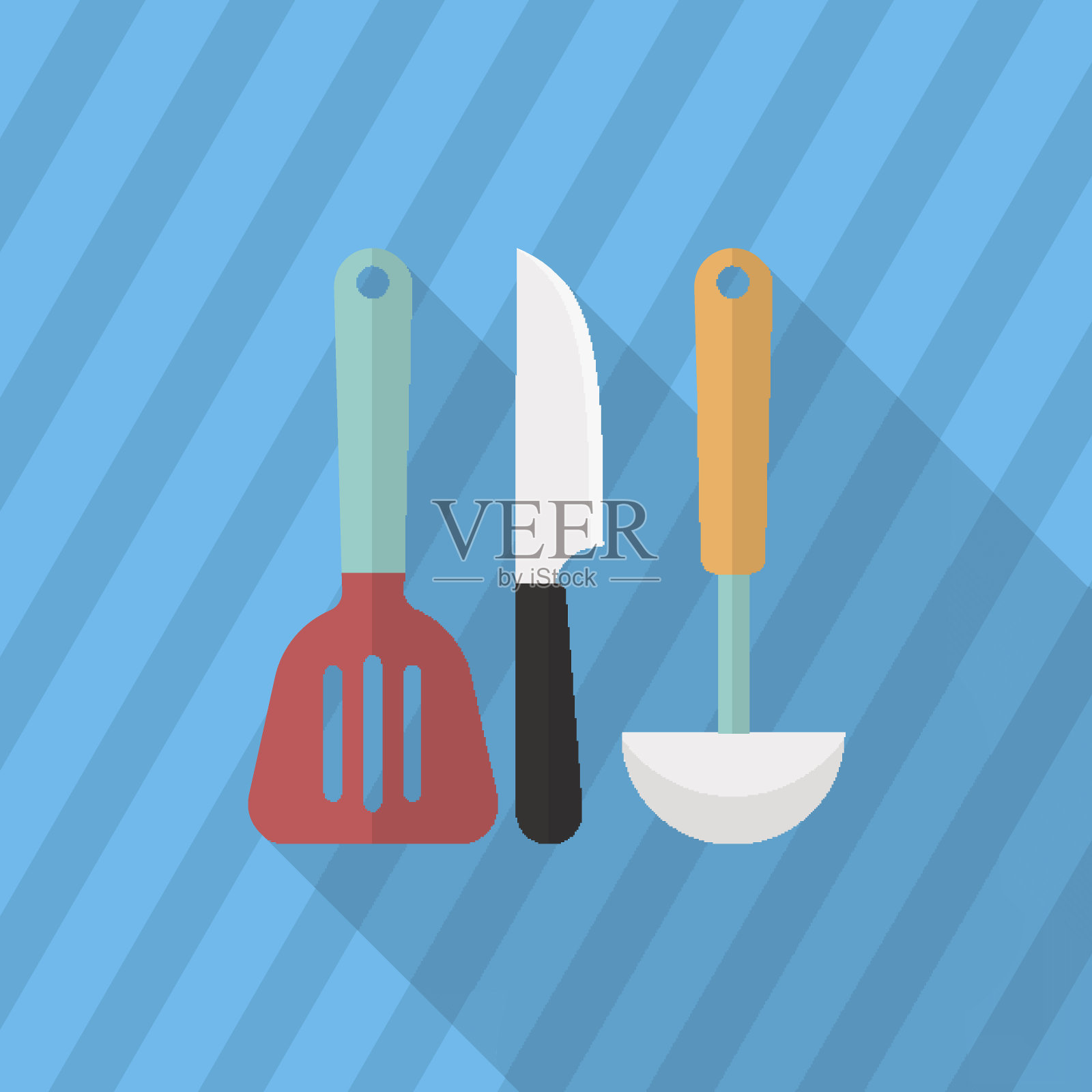 厨具刀、抹刀、平勺图标插画图片素材