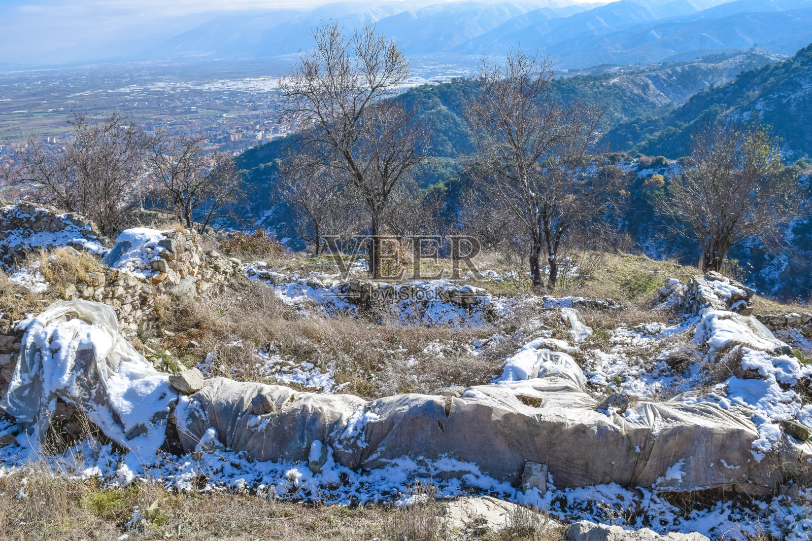 马其顿东部的斯特鲁米察要塞遗址(沙皇的塔楼)照片摄影图片