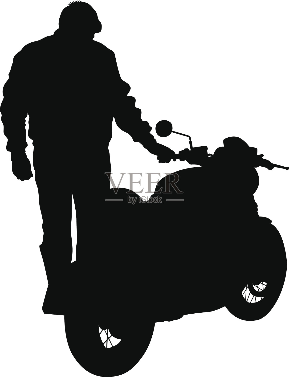 摩托车和人插画图片素材