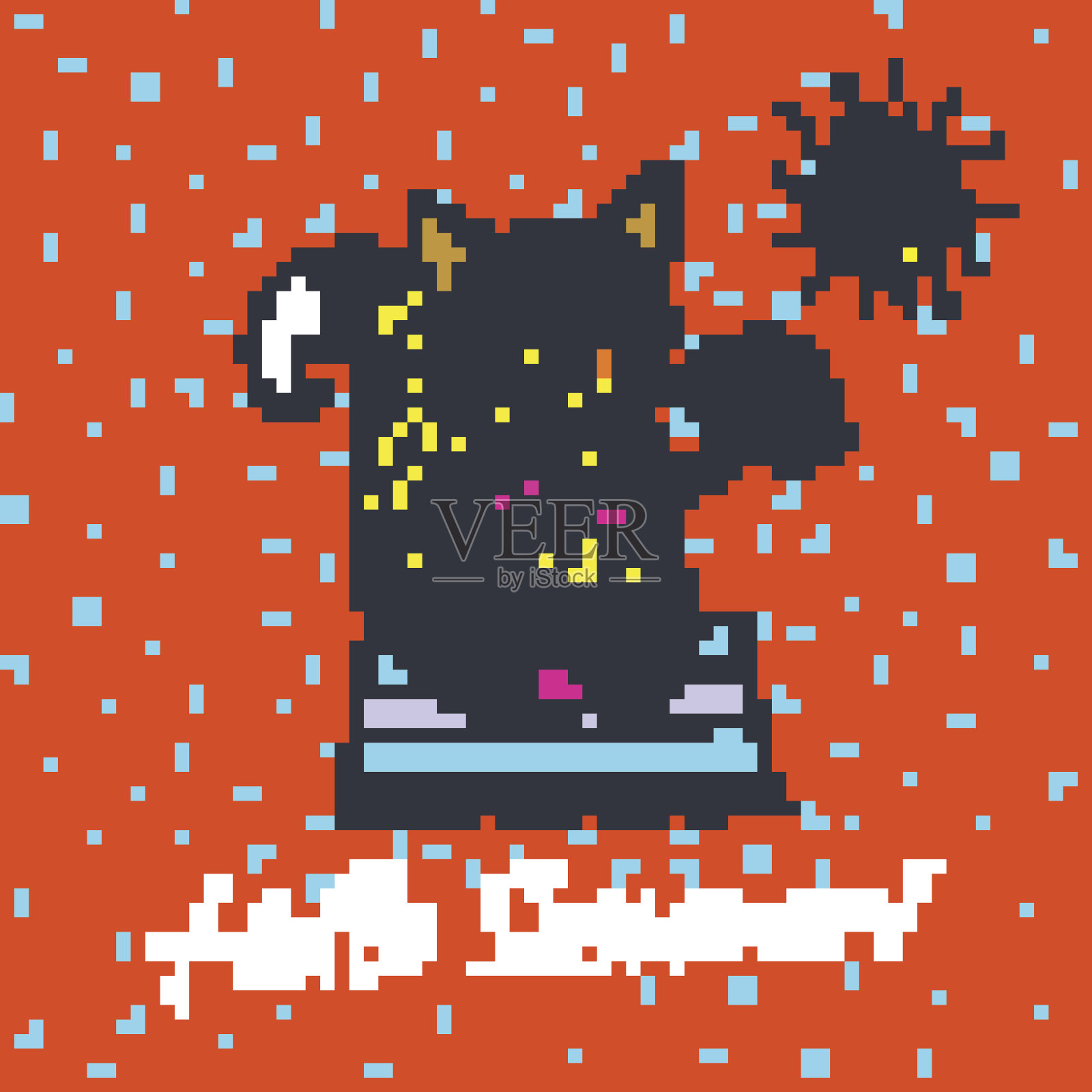 Hello Summer卡片狐狸性格和太阳。插画图片素材