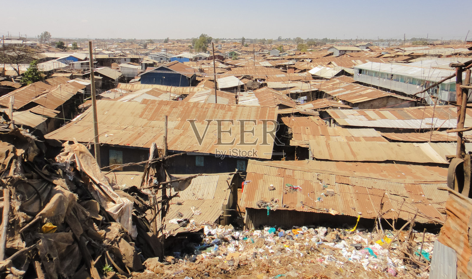 内罗毕附近的基贝拉贫民窟棚屋（或房屋），肯尼亚照片摄影图片