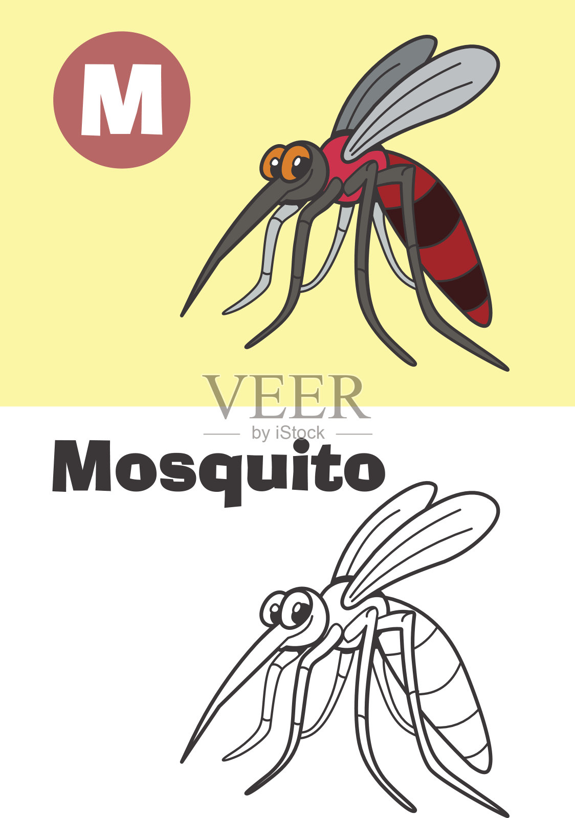 给蚊子着色给孩子-有趣的插图插画图片素材