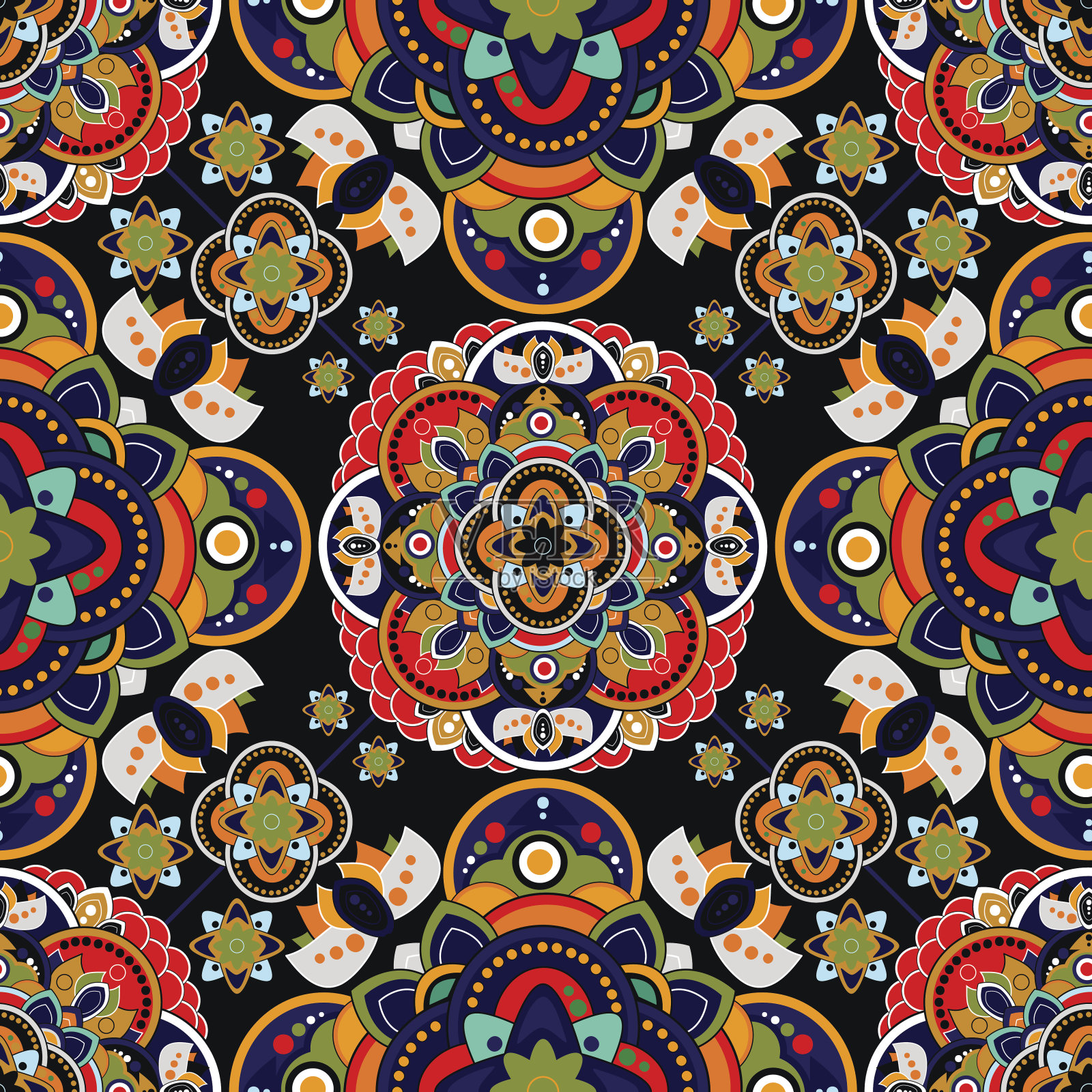 彩色佩斯利无缝图案。印度装饰壁纸插画图片素材