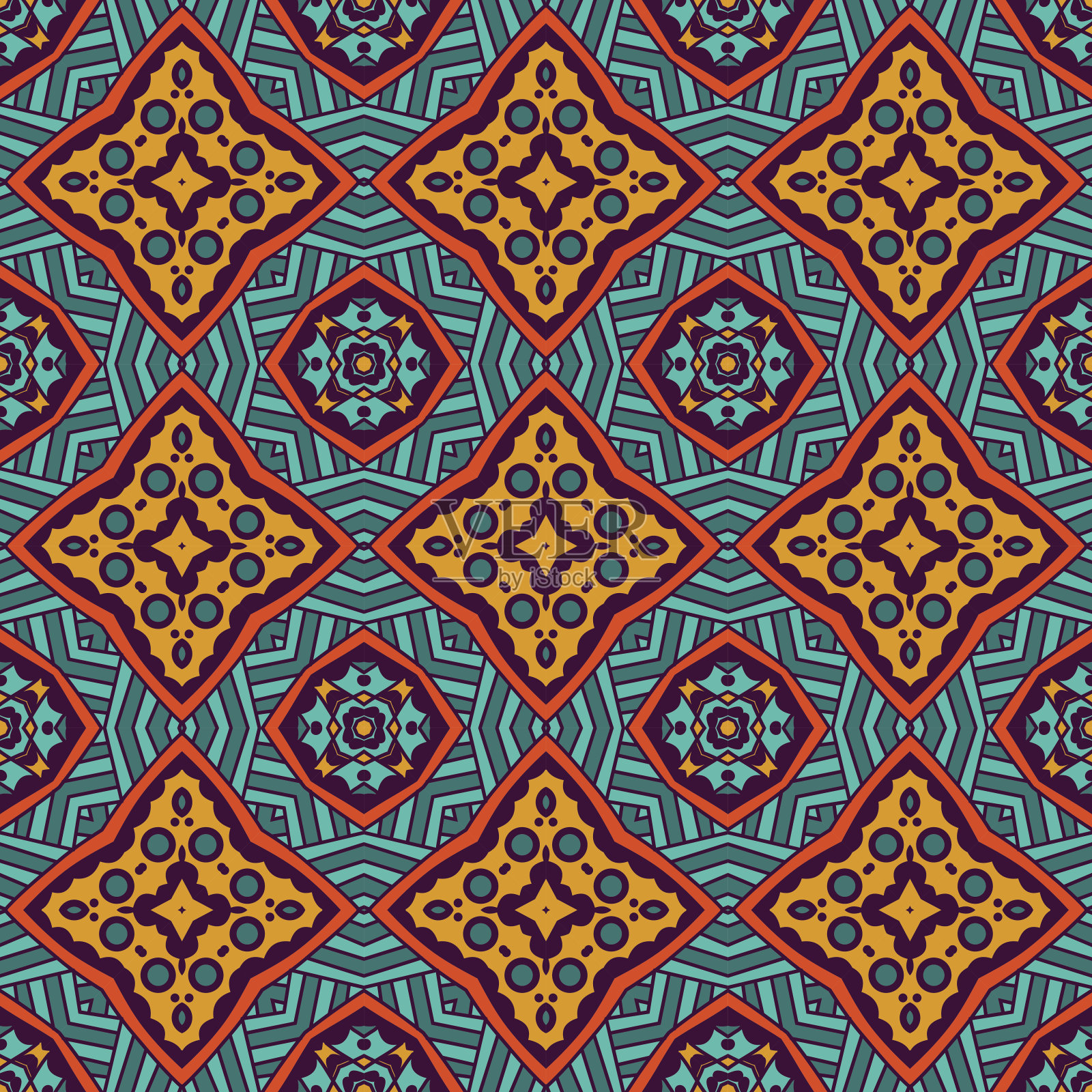 无缝矢量彩色几何打印插画图片素材