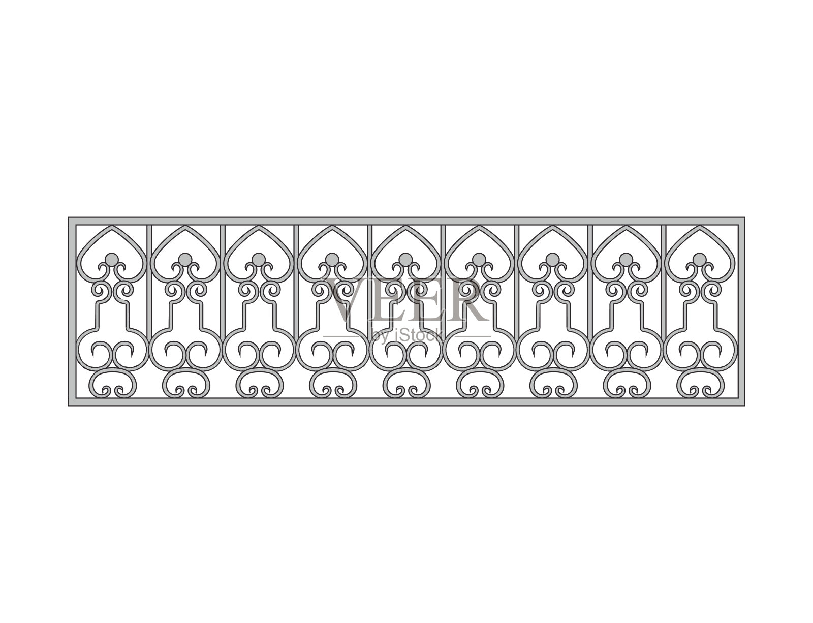 黑色锻造装饰晶格孤立在白色背景上插画图片素材