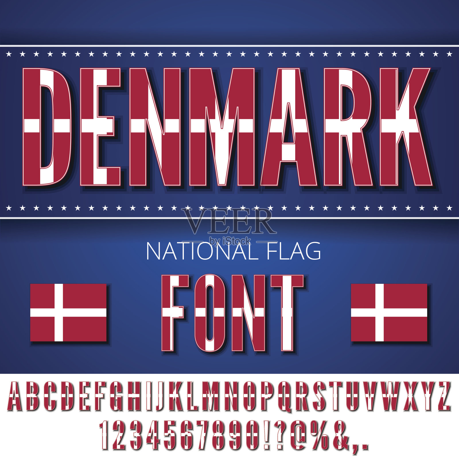 国旗的字体插画图片素材