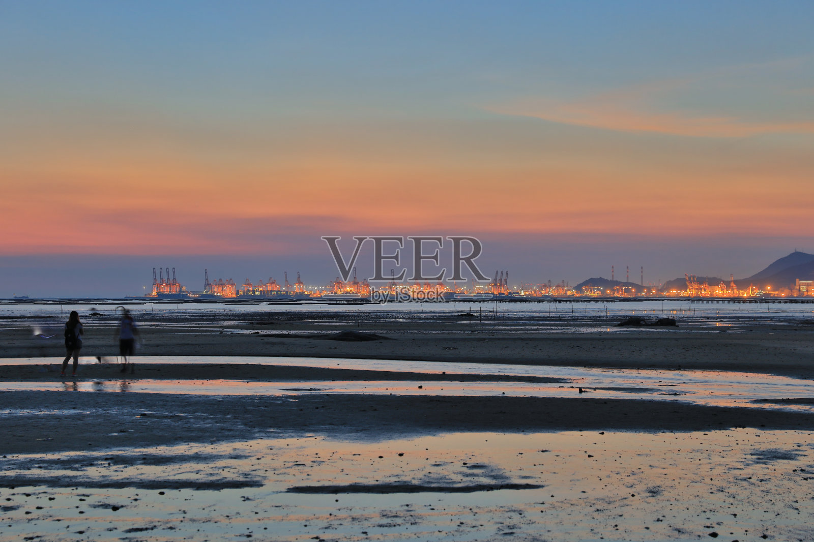 香港流浮山日落海滩照片摄影图片