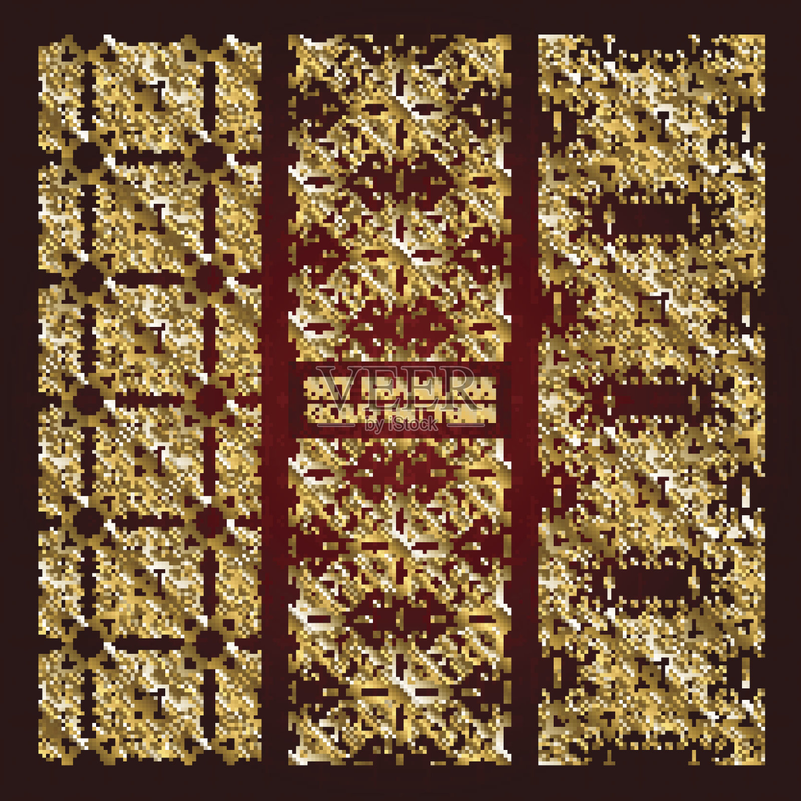 套金色花边图案红色插画图片素材