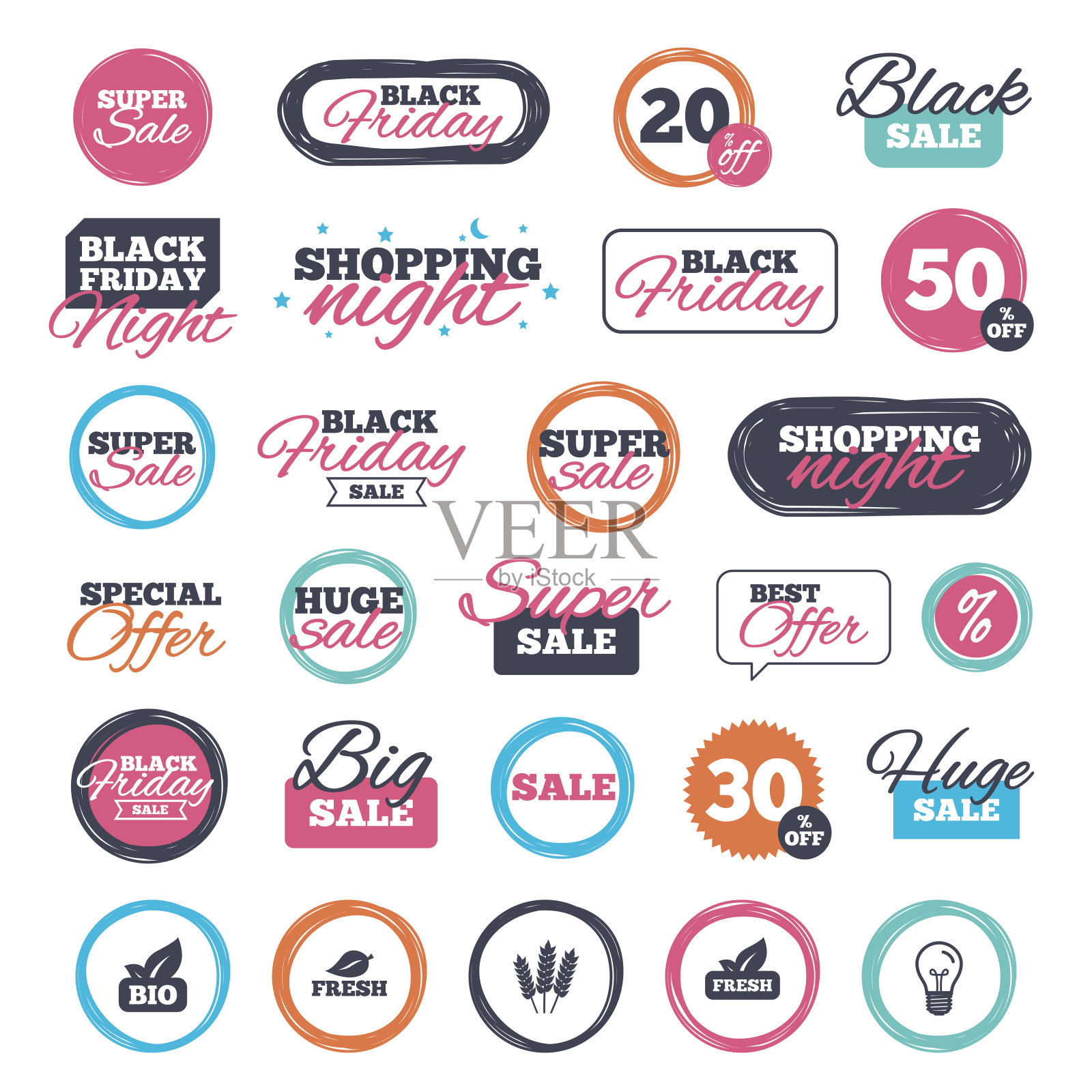 天然新鲜的生物食品图标。设计元素图片