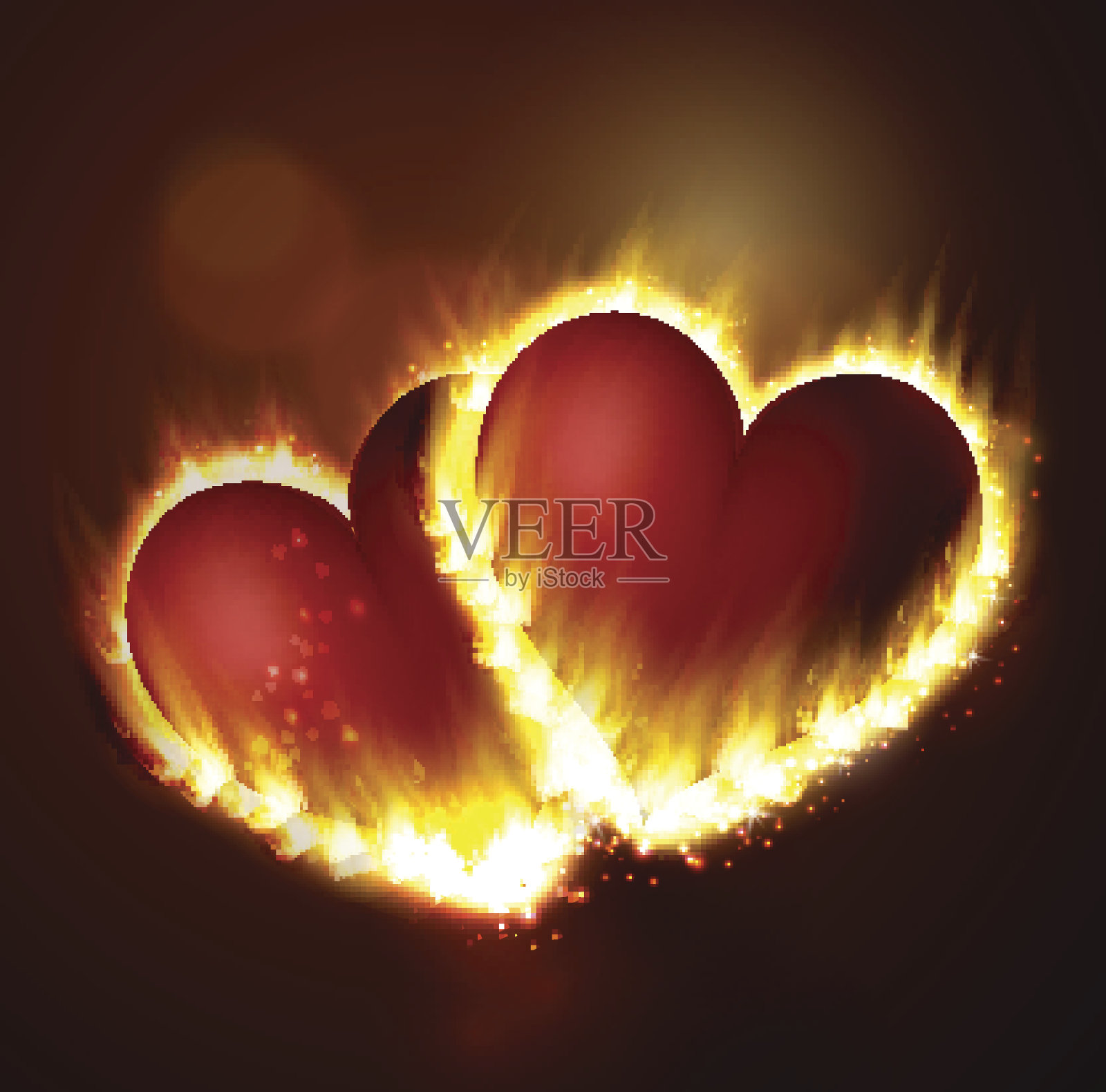 火焰的心就在黑暗中插画图片素材