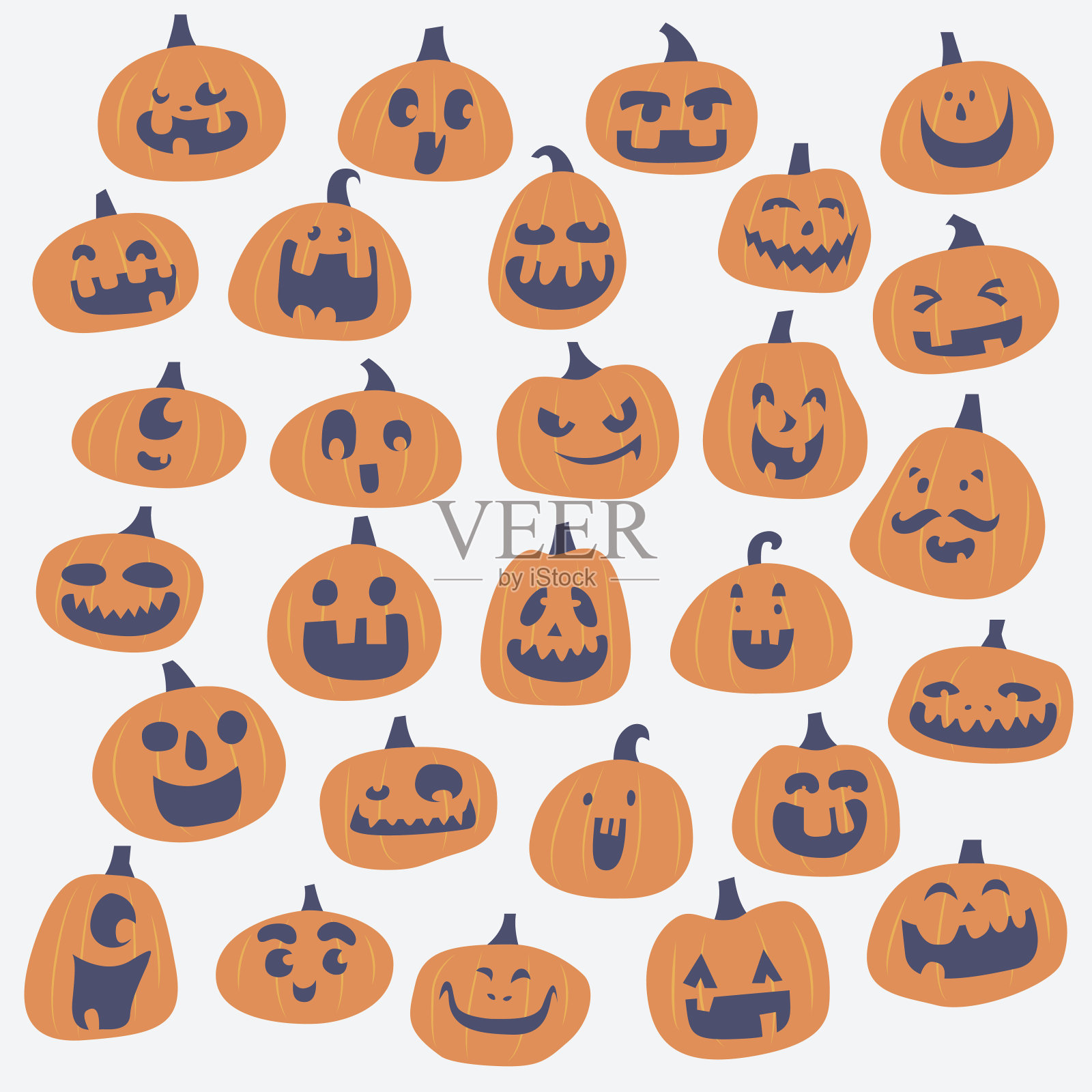 快乐南瓜脸插图集插画图片素材