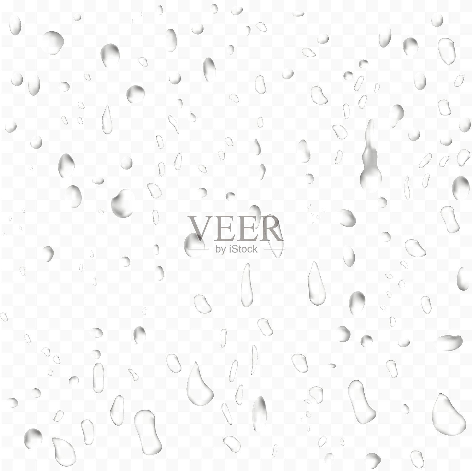 水滴。透明背景。3 d演示。向量插画图片素材