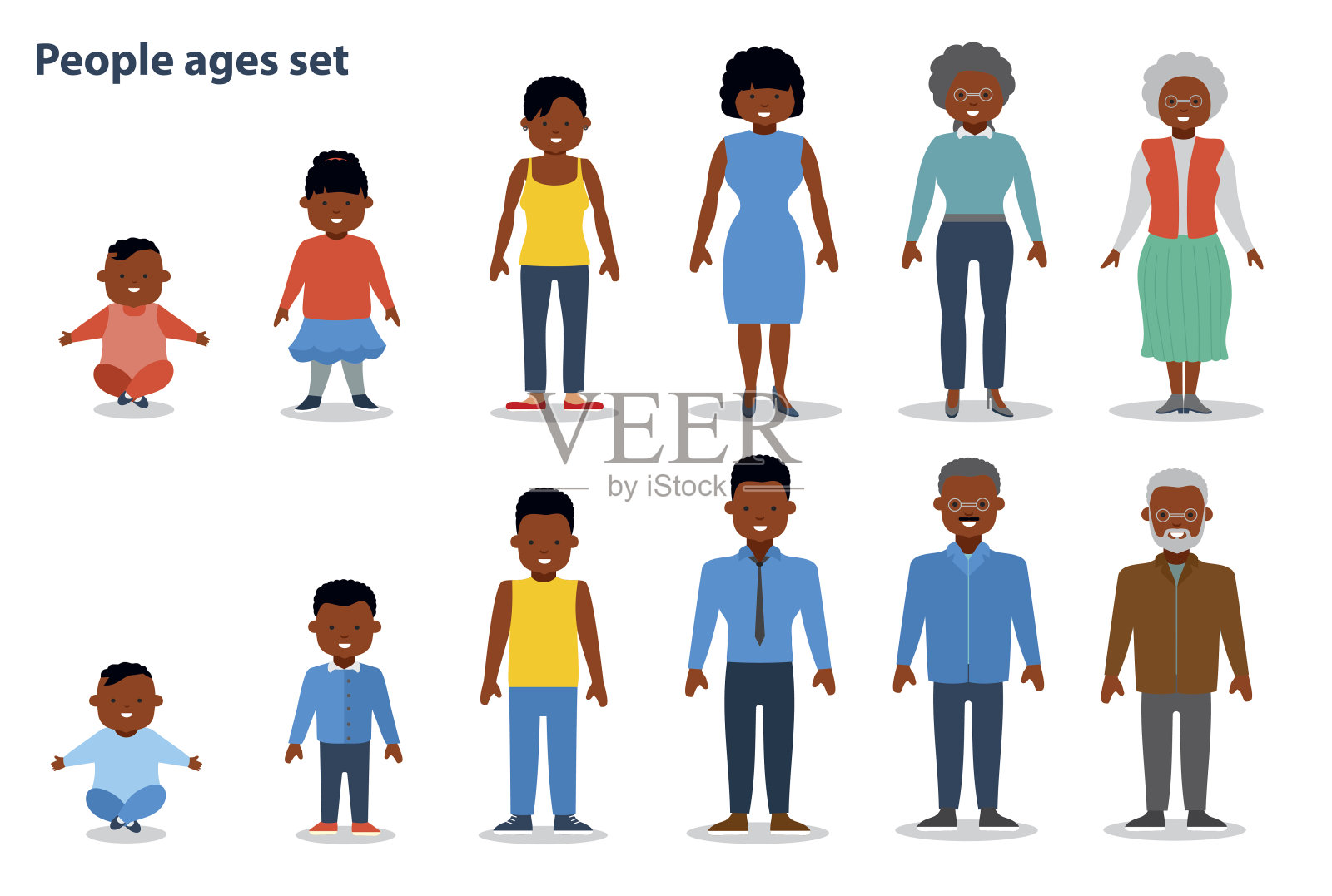 不同年龄段的人的人数在上升插画图片素材