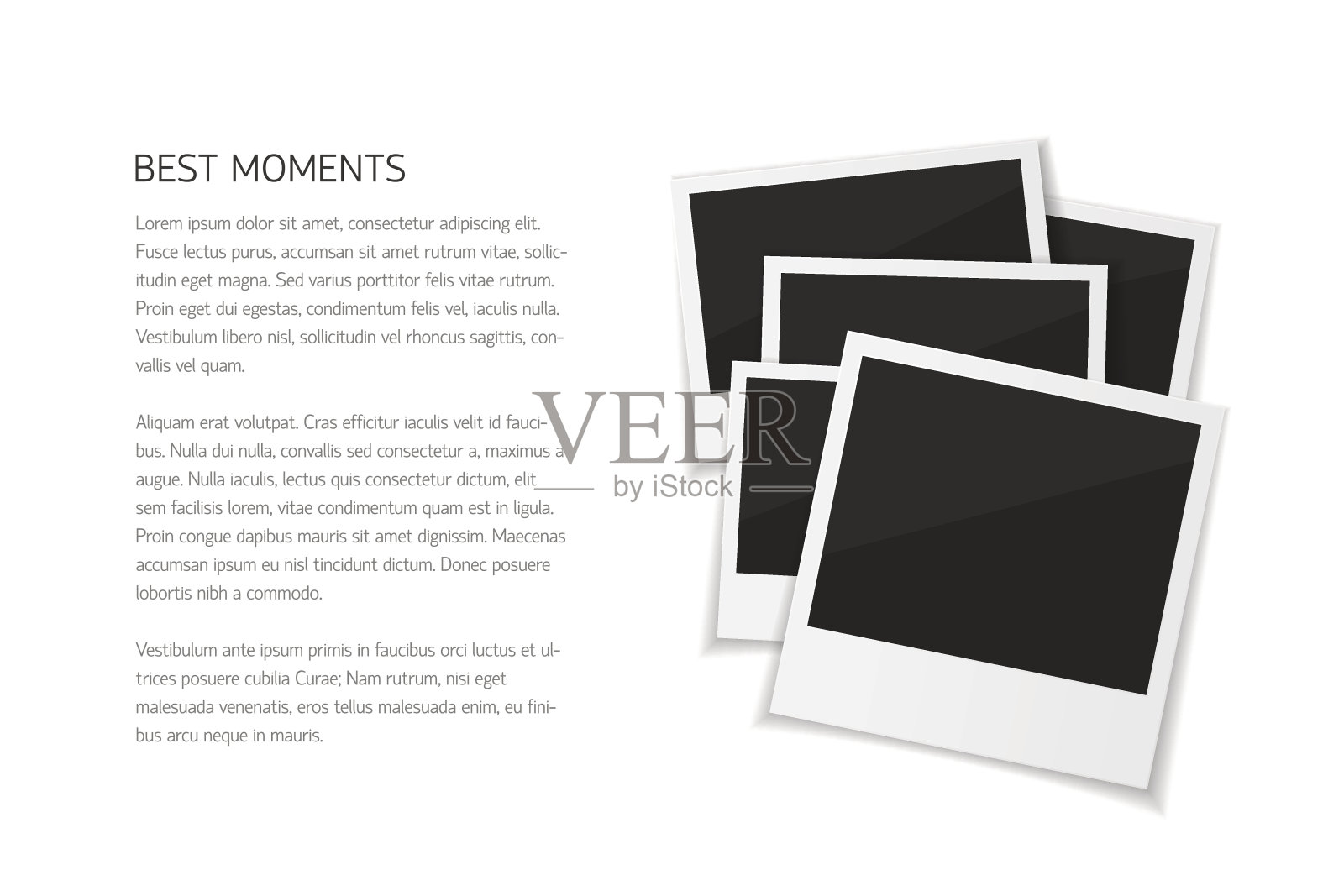 收集的时刻。设置孤立的矢量照片。白色的复古照片插画图片素材