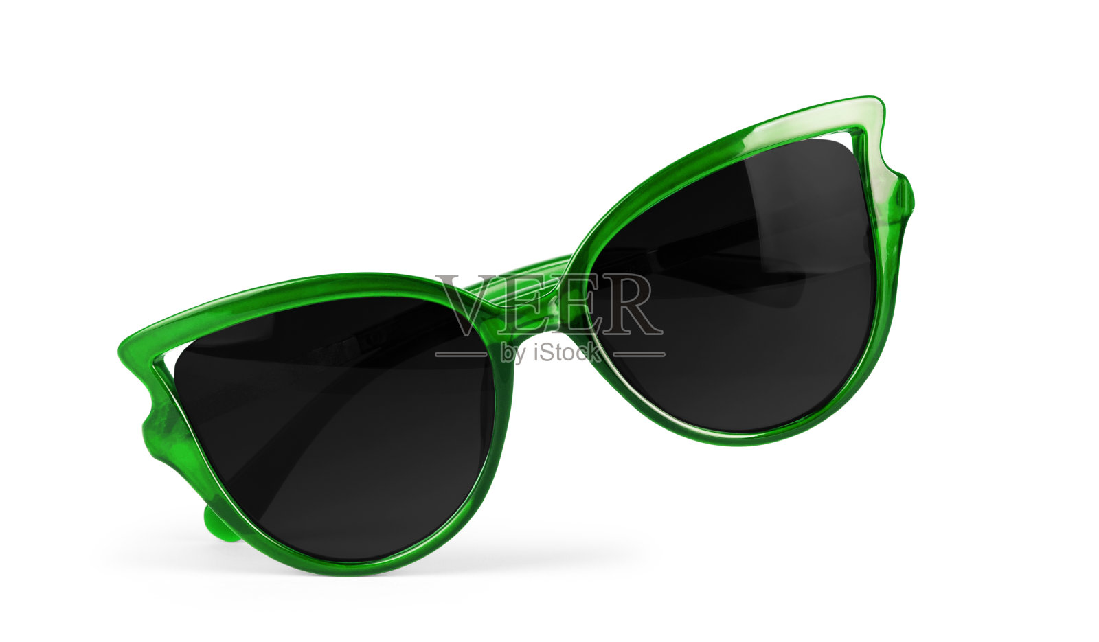 女人的绿色太阳镜孤立在白色上照片摄影图片