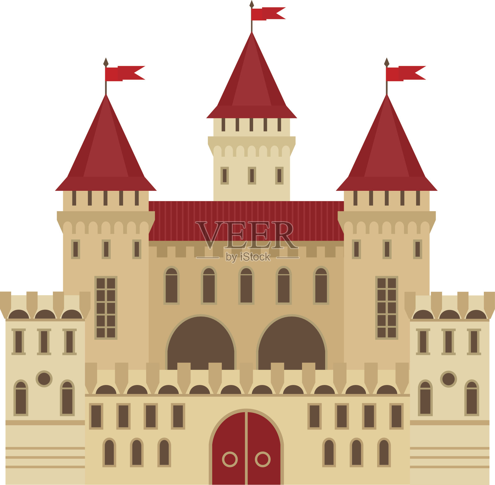 矢量插图的城堡在平坦的风格。插画图片素材