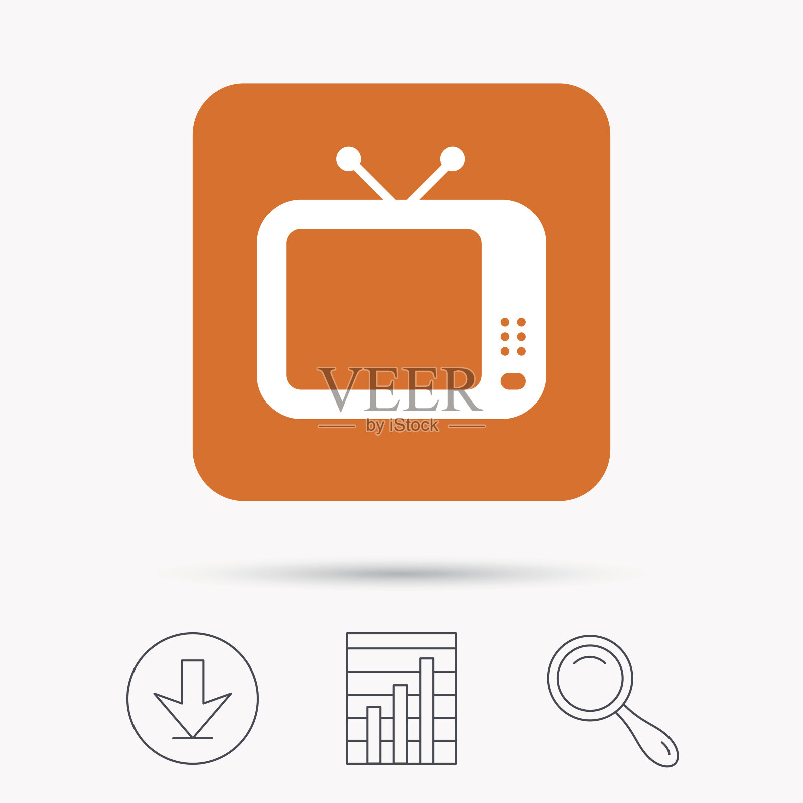 电视图标。复古的电视信号。插画图片素材