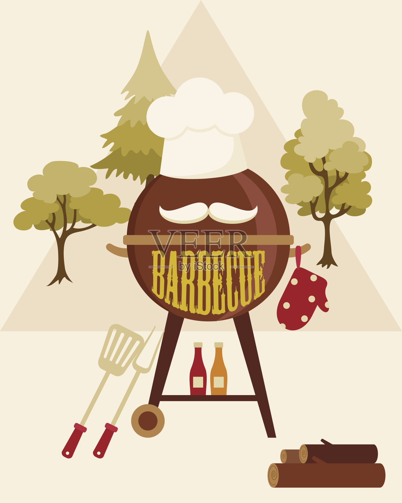 烧烤聚会的邀请插画图片素材