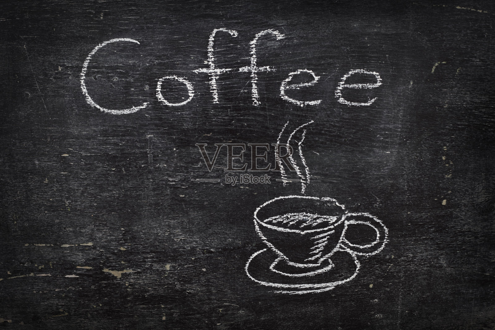 黑板上的粉笔。咖啡照片摄影图片