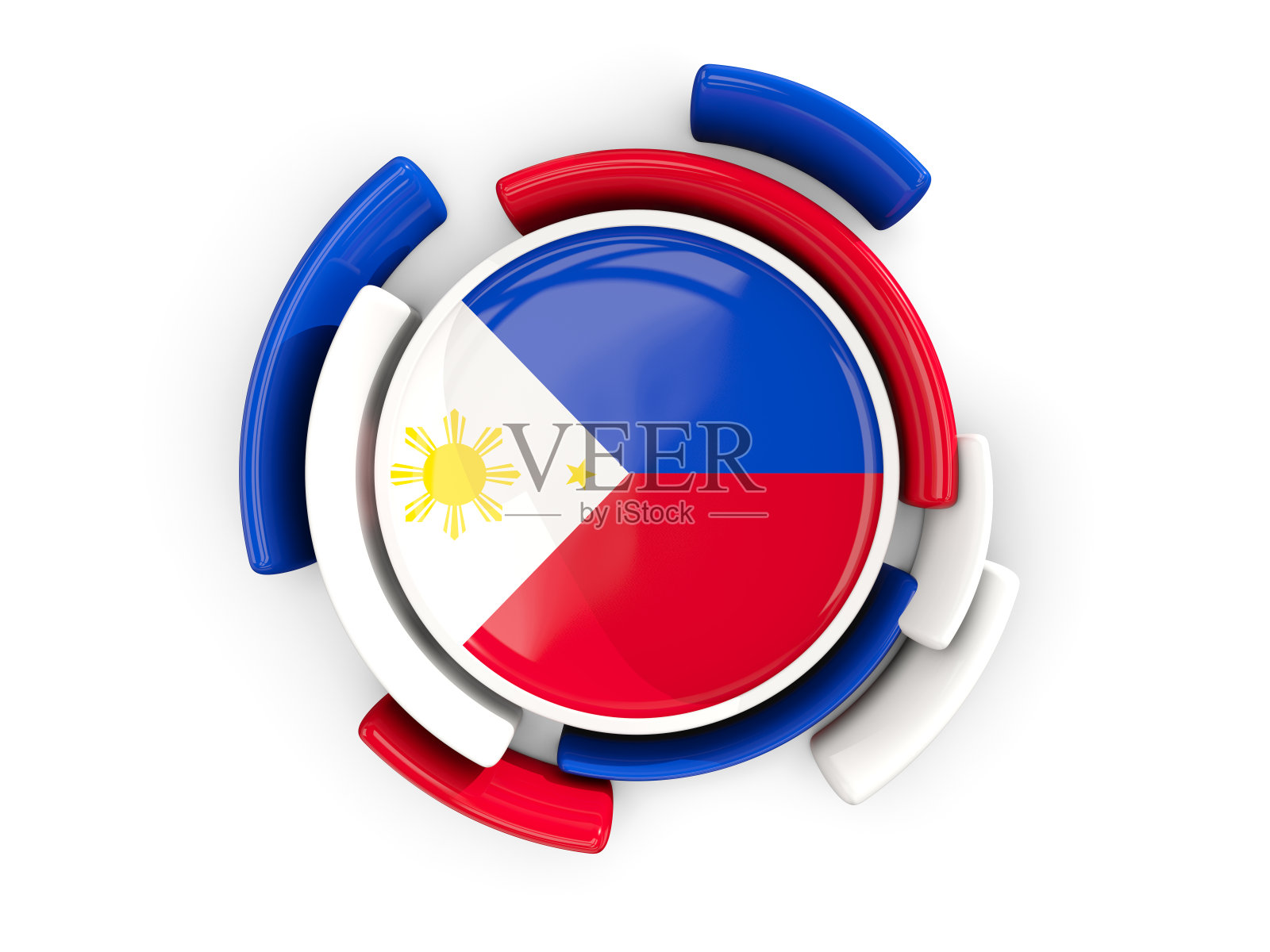 菲律宾圆形旗，带有彩色图案照片摄影图片