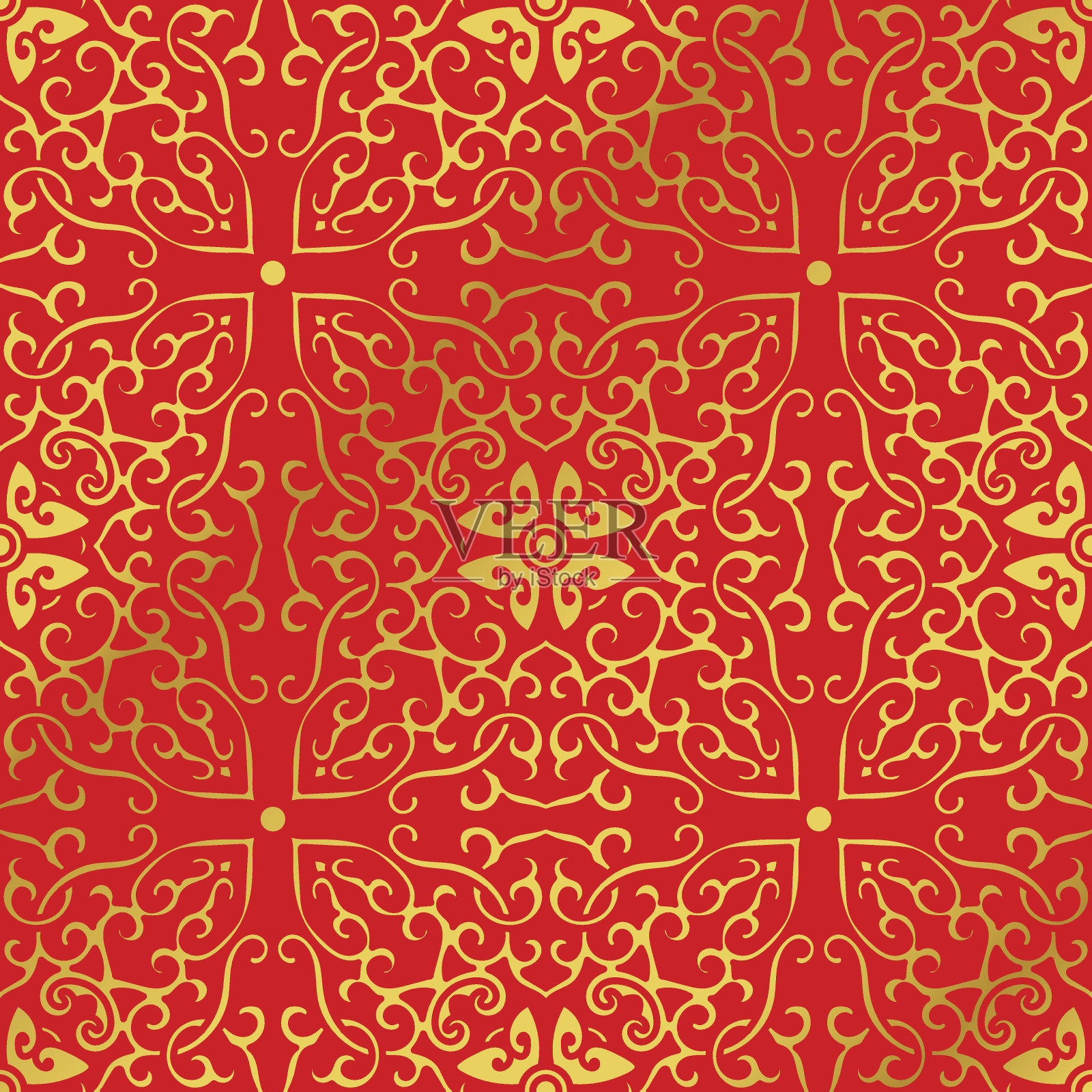 无缝的金色中国背景螺旋曲线交叉框架插画图片素材