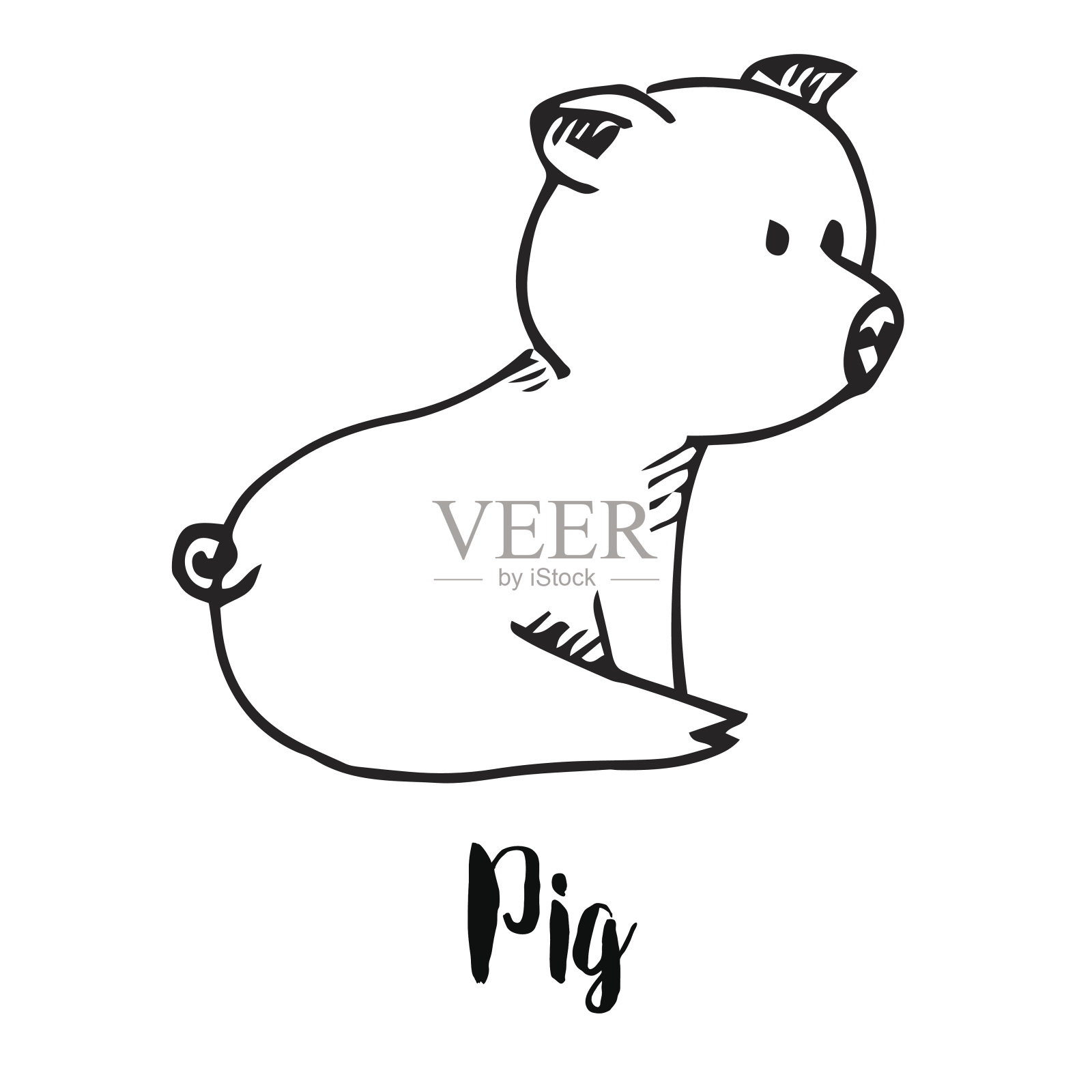 小猪被孤立在白色的背景上。设计元素图片