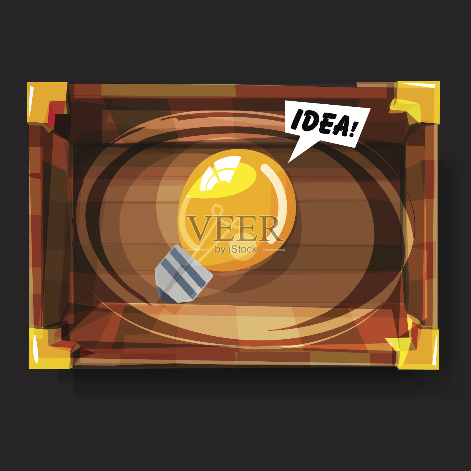 空盒子里的灯泡。发现你的想法插画图片素材