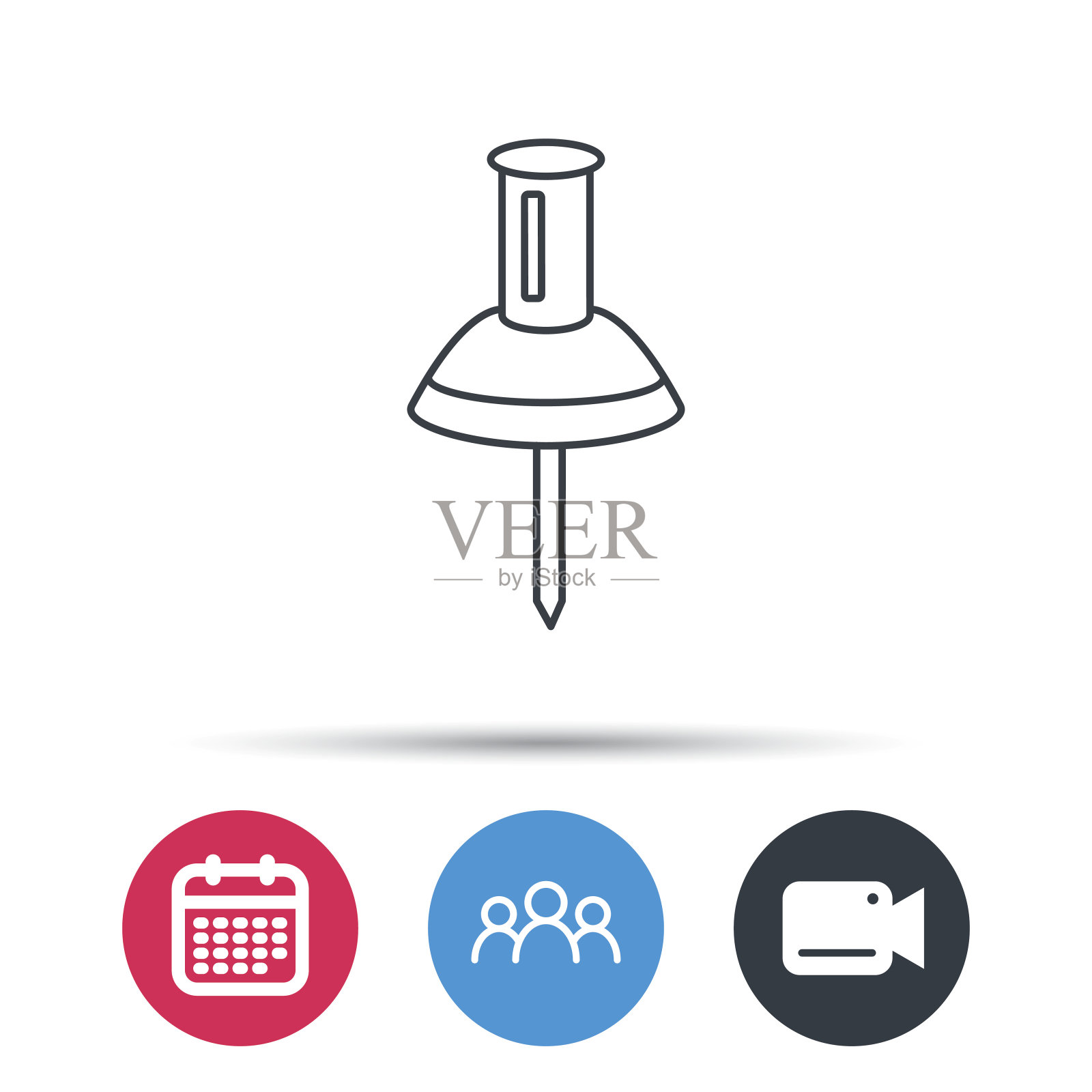 图钉图标。销工具的迹象。图标素材