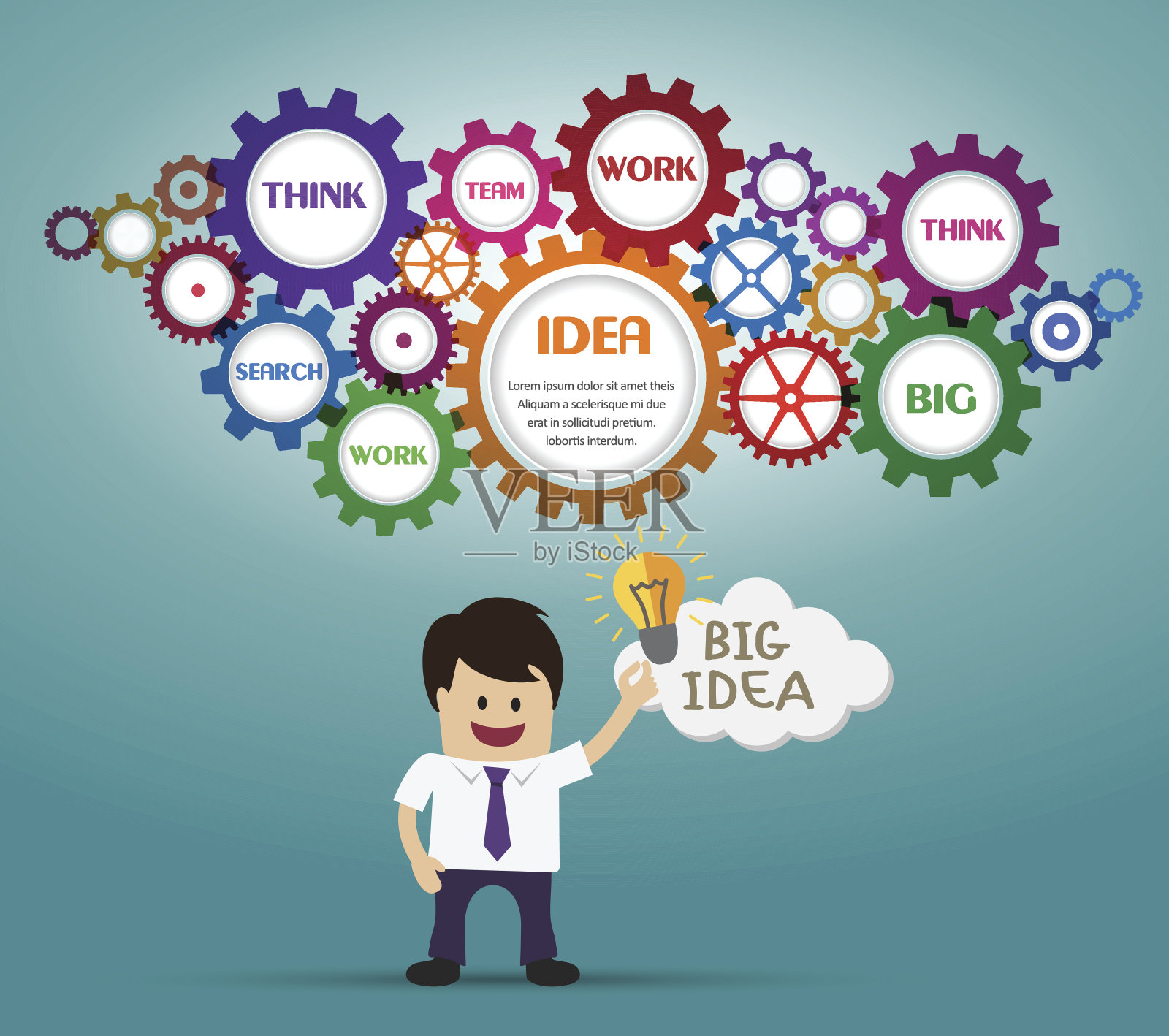 有创意云的商人插画图片素材