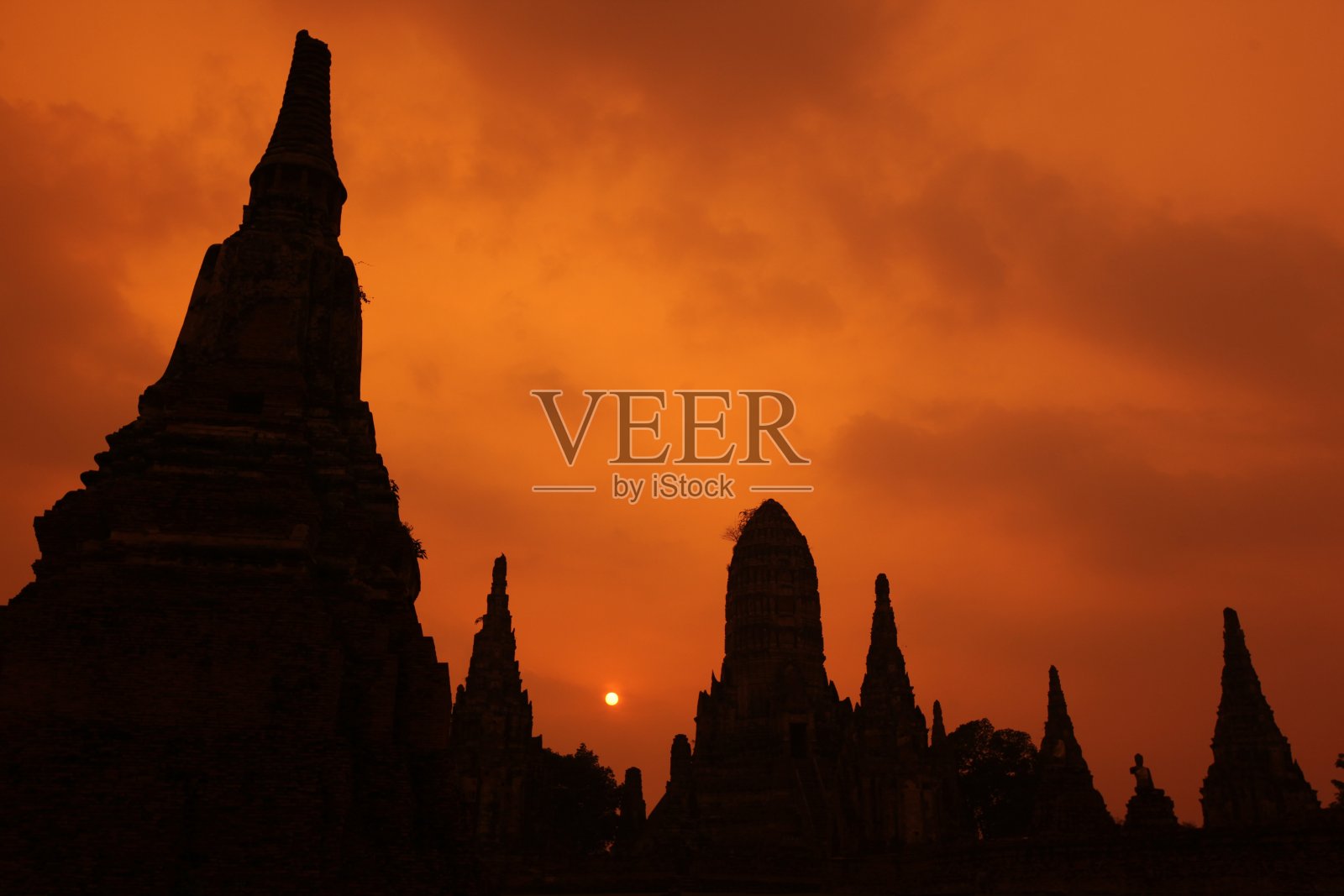 亚洲泰国阿尤塔亚显示柴瓦塔纳拉姆照片摄影图片