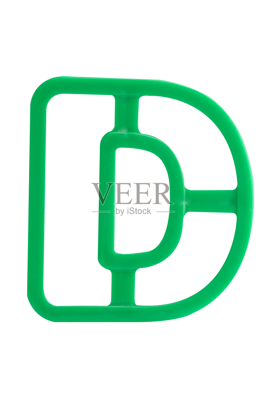 塑料空心字母(D)在白色背景与工作路径照片摄影图片