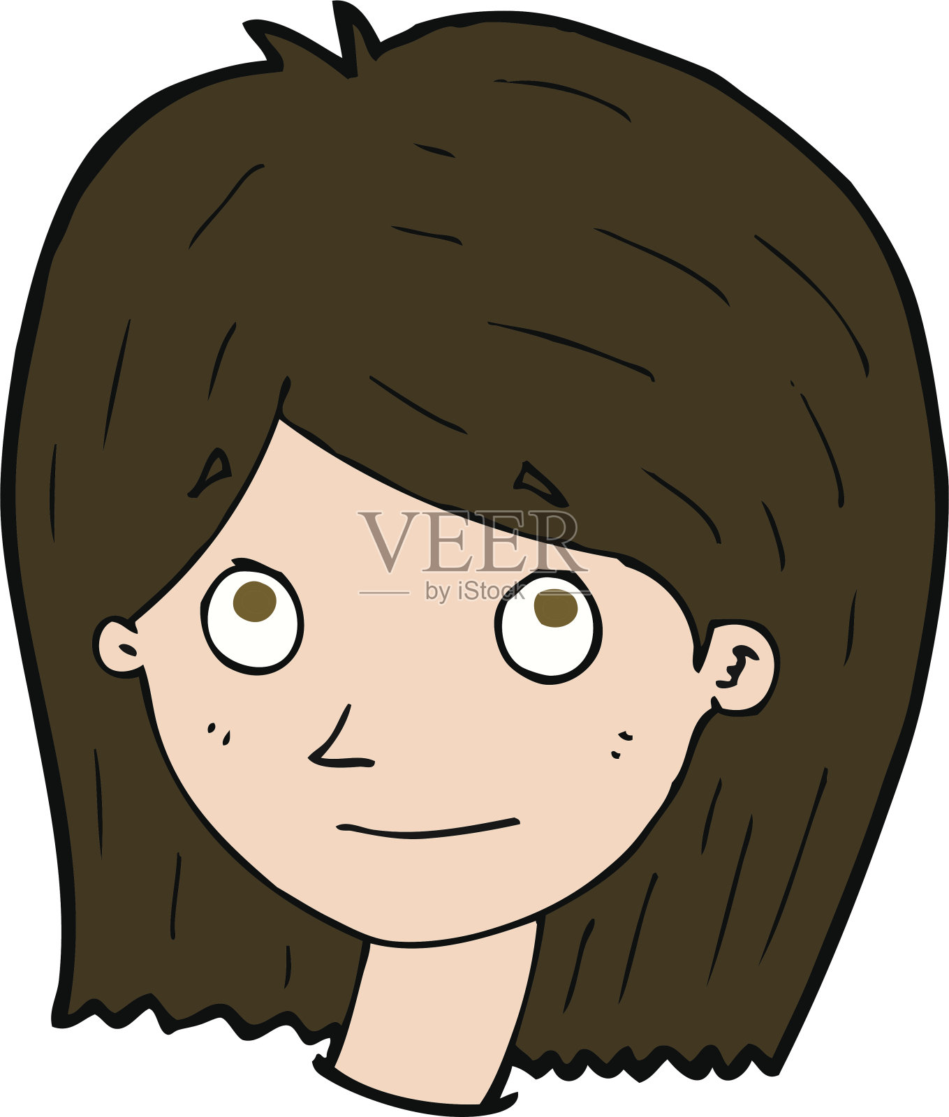 卡通快乐女性脸插画图片素材