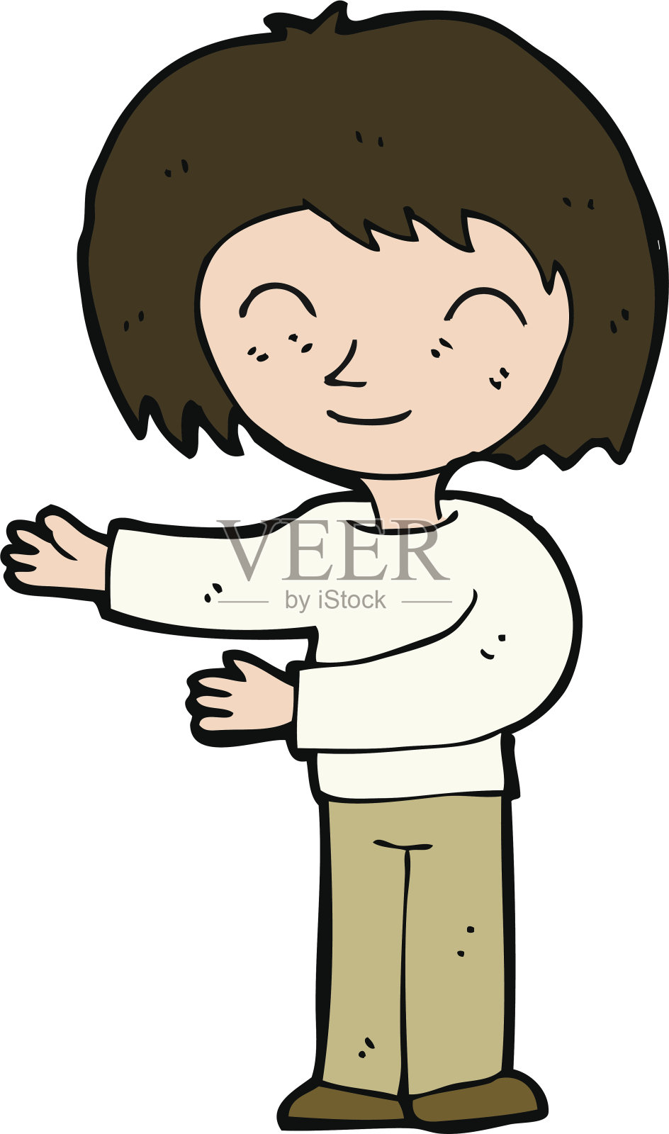 卡通女人做欢迎手势设计元素图片