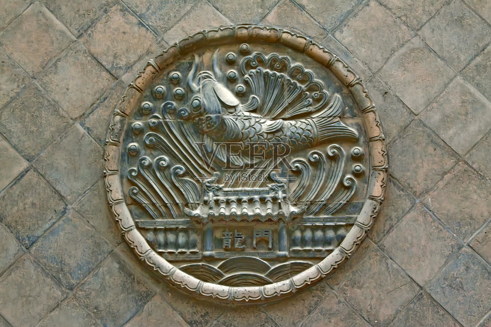 博物馆墙上的浮雕照片摄影图片