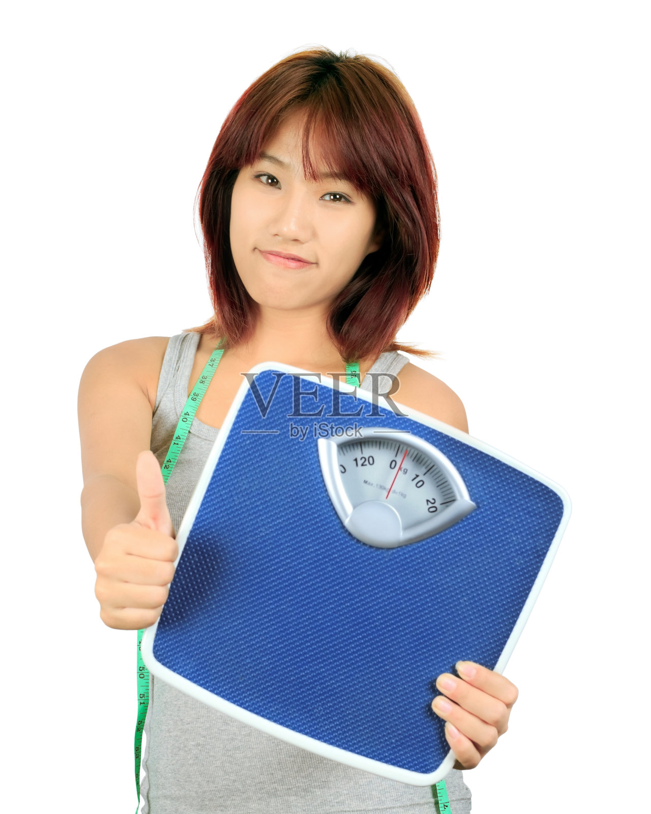 孤立的年轻苗条的亚洲女人在白色照片摄影图片