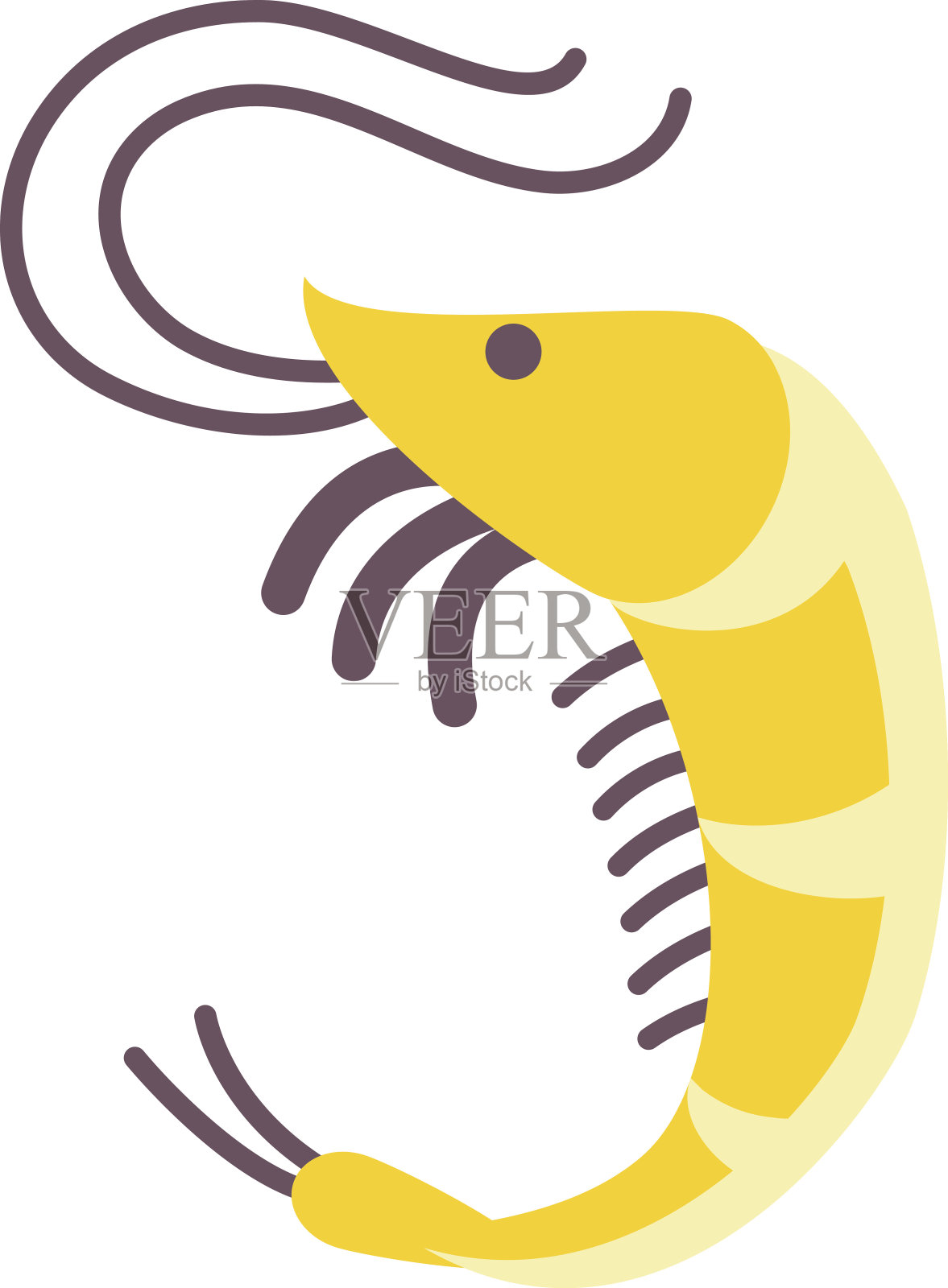 虾孤立在白色背景，平面图标插画图片素材