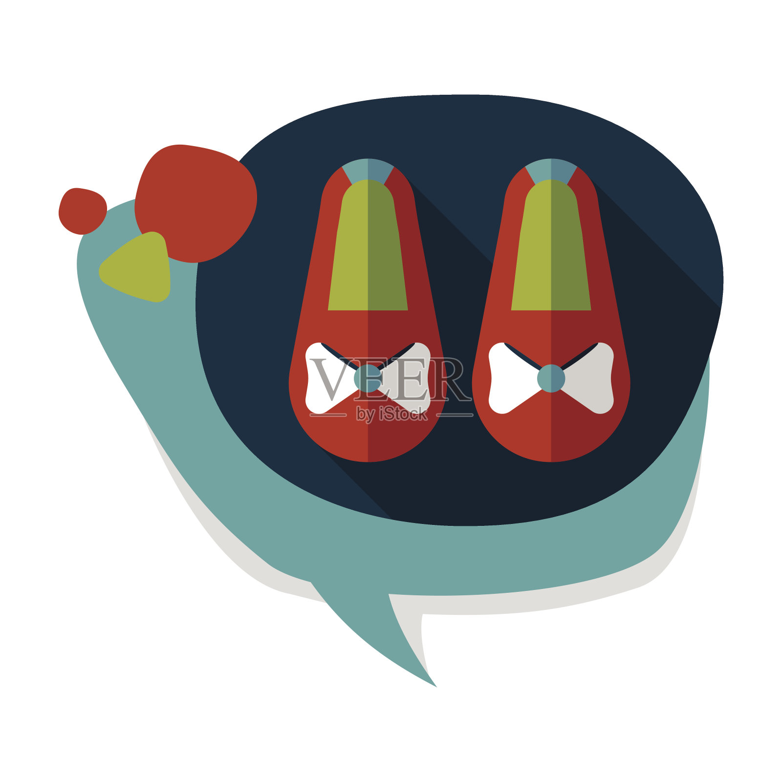 婴儿鞋平与长影子图标插画图片素材