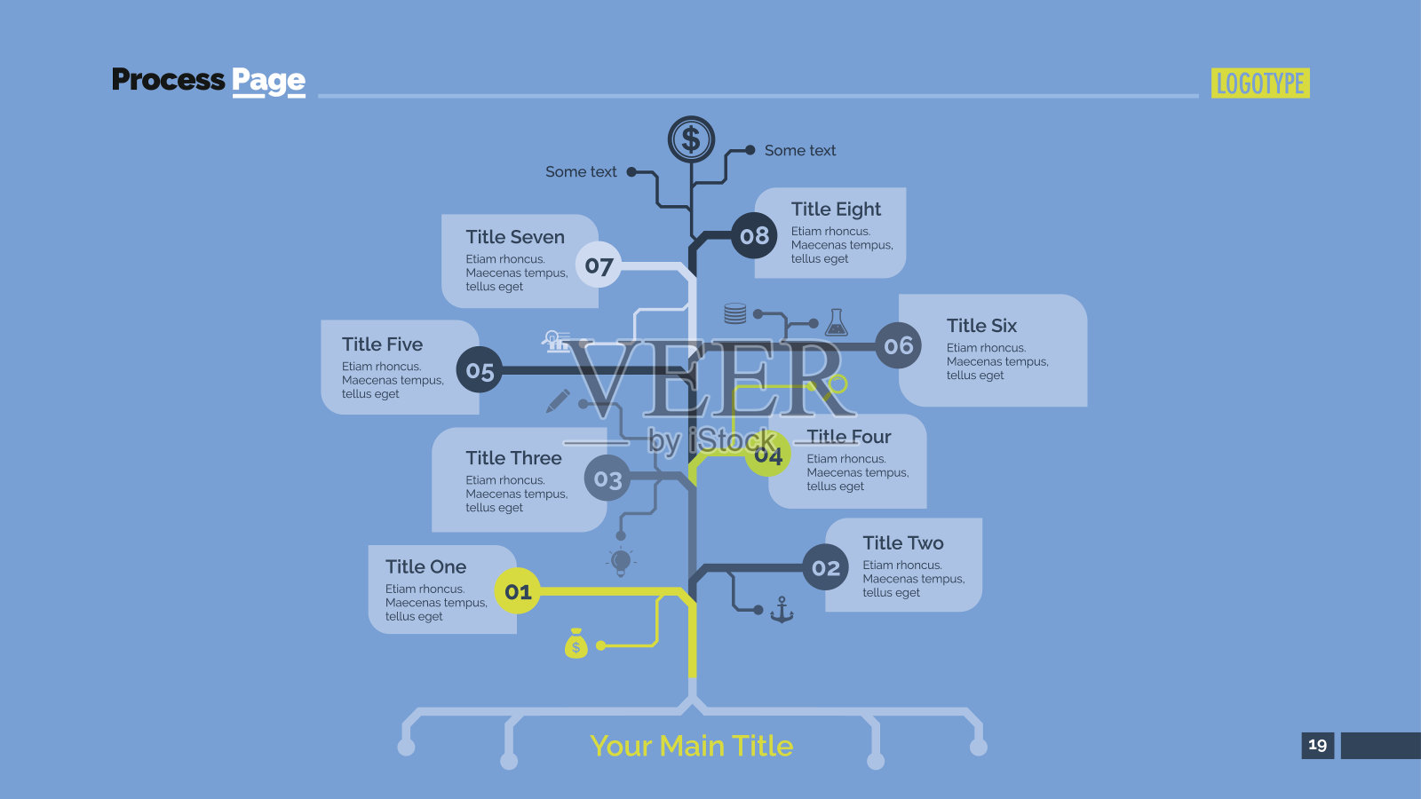 八树枝树幻灯片模板插画图片素材