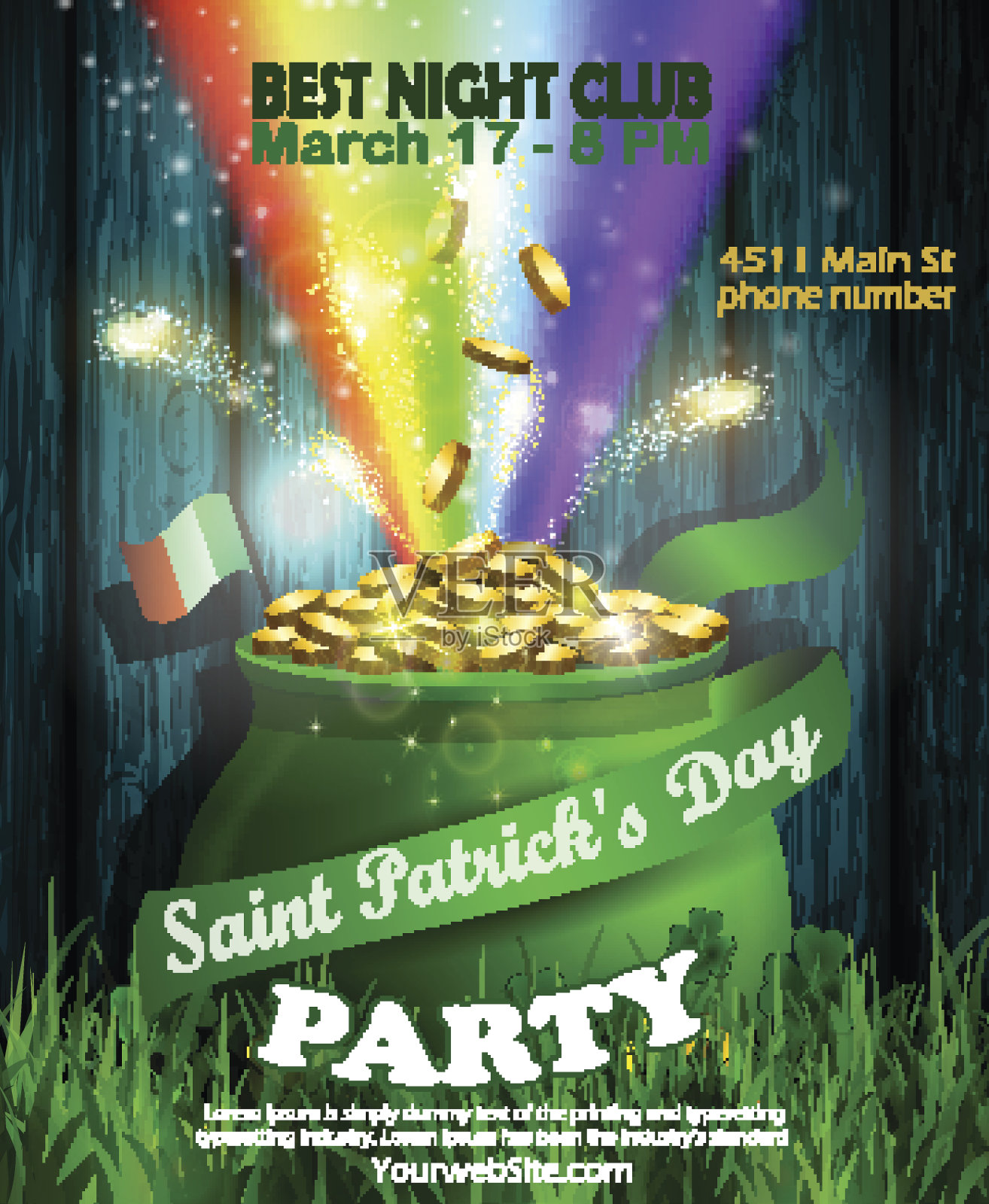 矢量圣帕特里克节海报设计模板插画图片素材