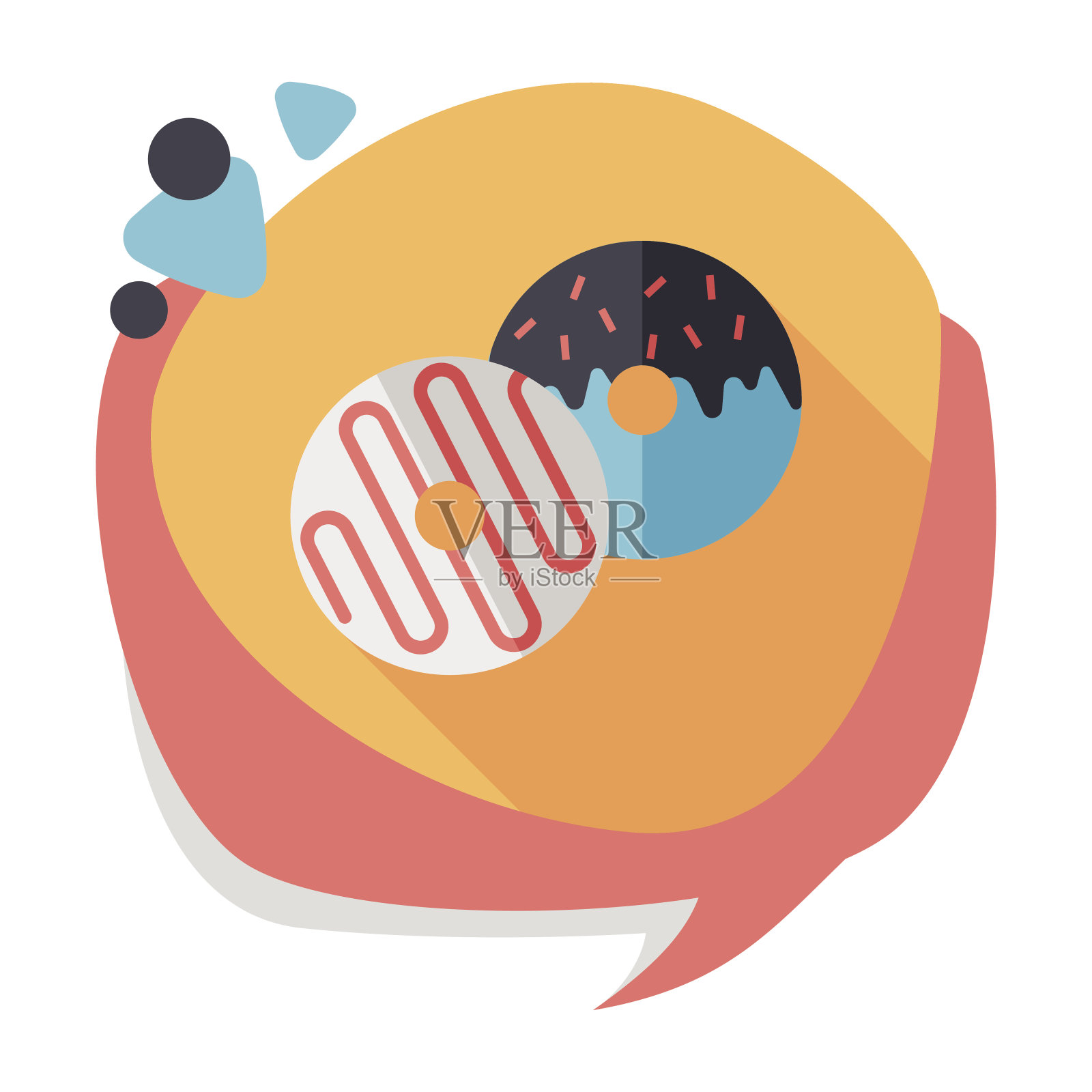 甜甜圈平面图标与长阴影，eps10插画图片素材