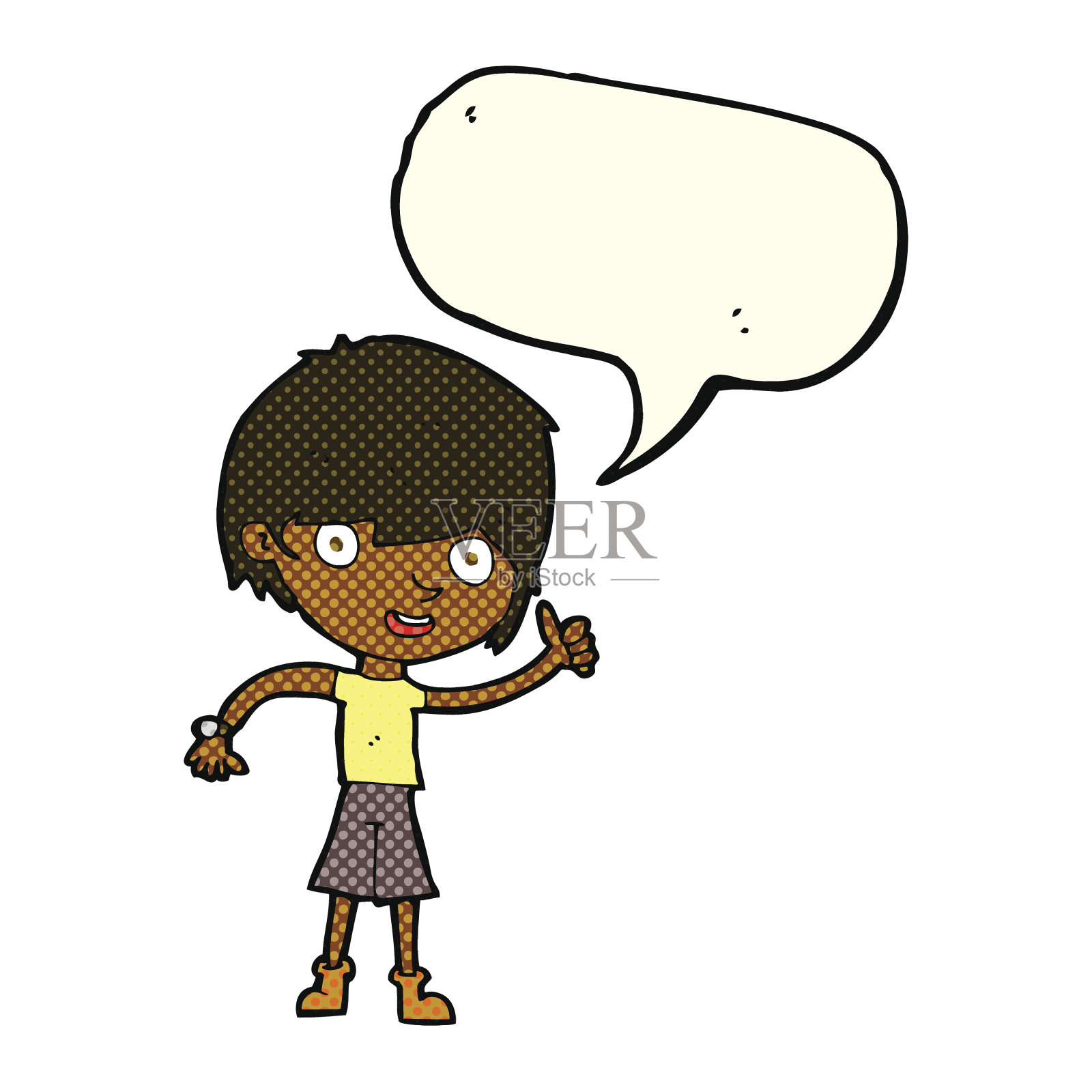 卡通男孩以积极的态度与言语泡泡设计元素图片