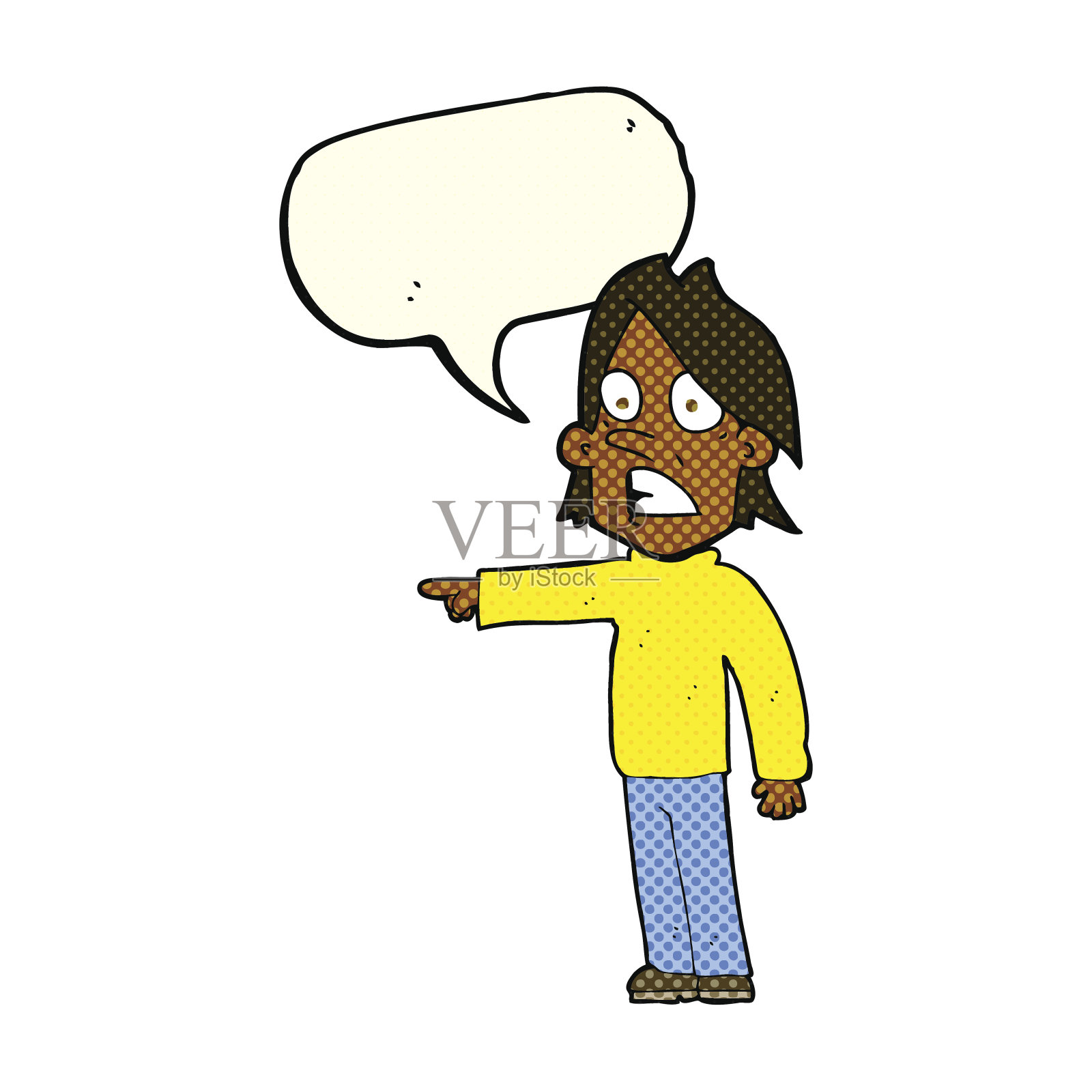 卡通惊讶的人用言语泡泡插画图片素材