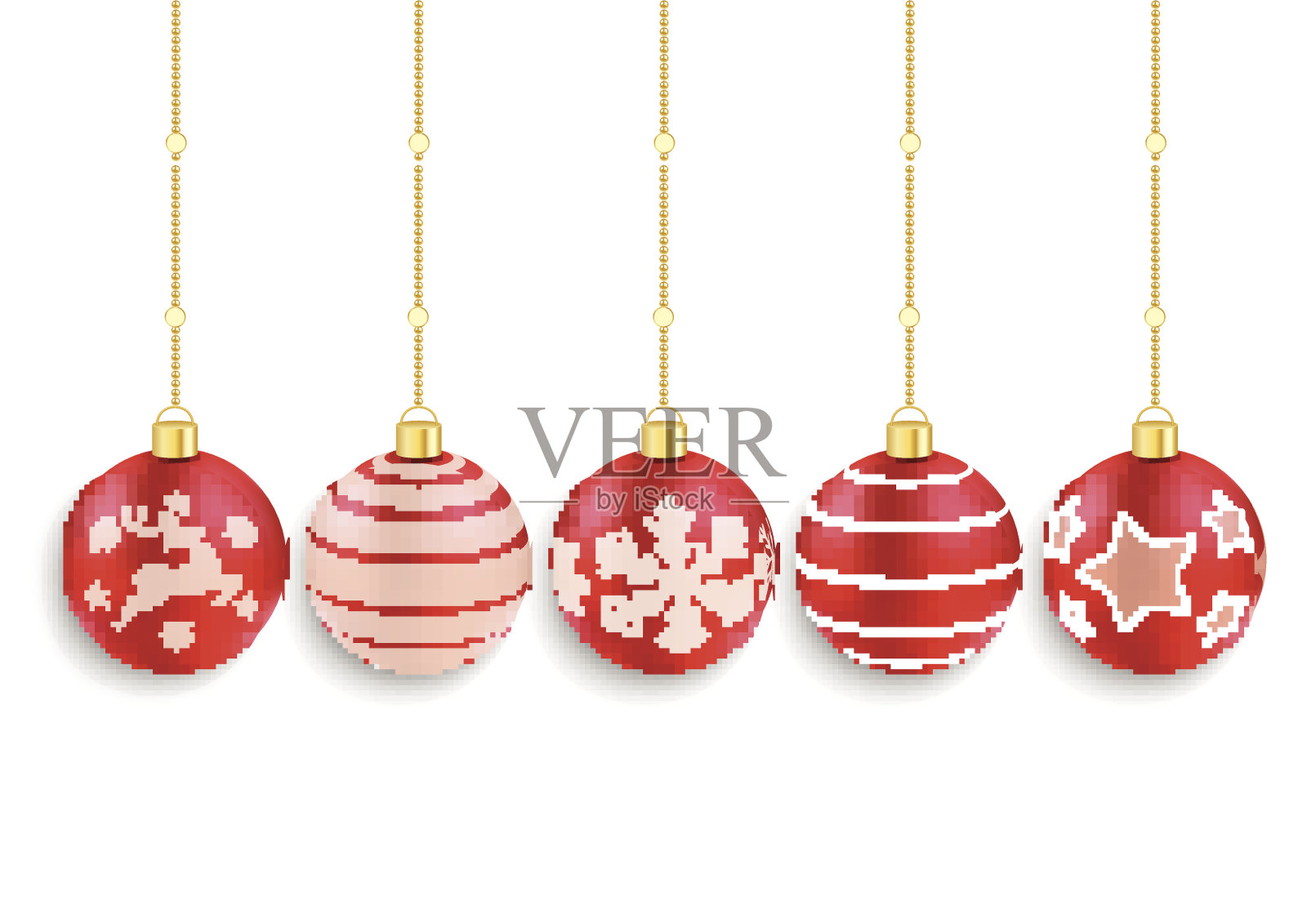 5红色圣诞装饰物白色背景插画图片素材