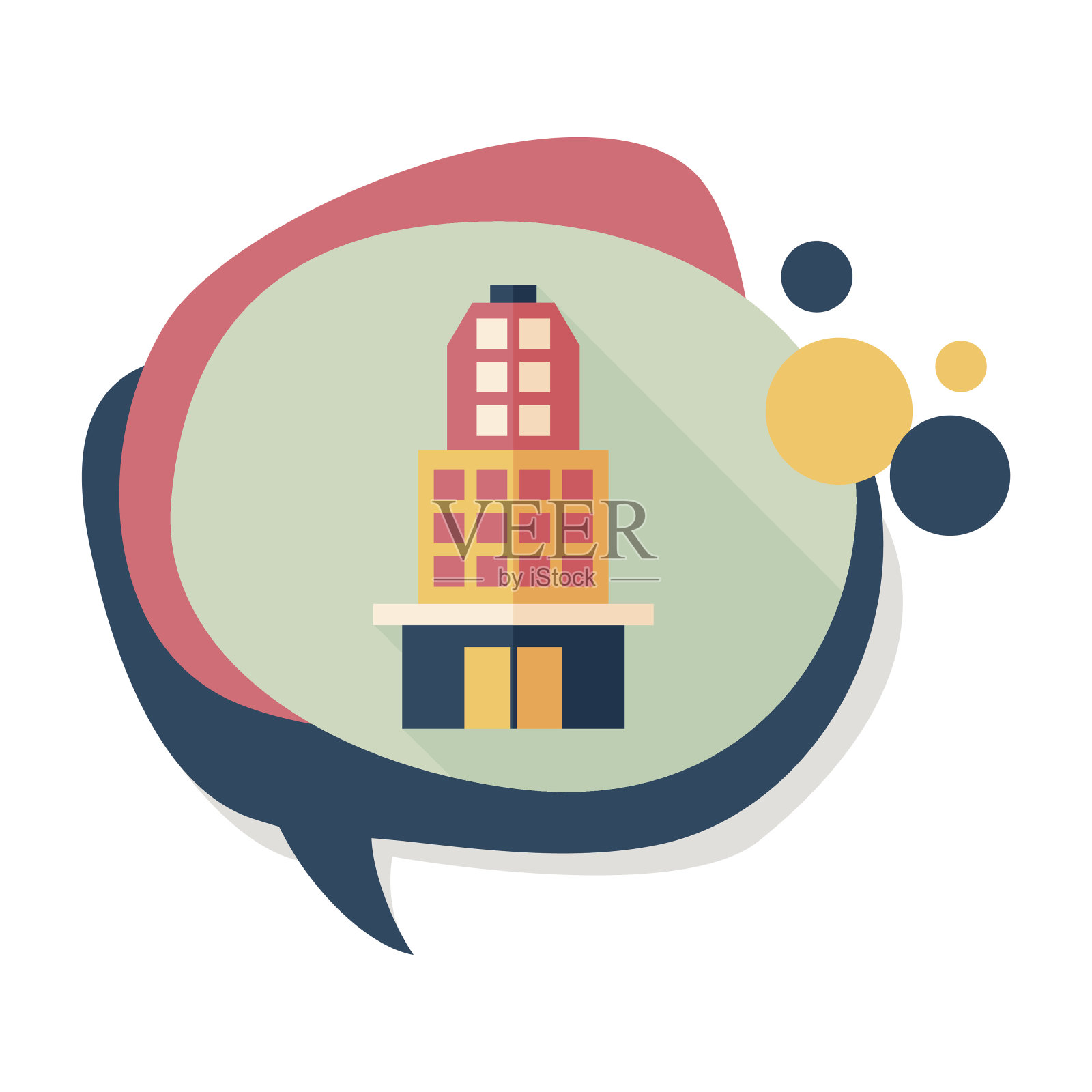 建筑平面图标与长阴影，eps10插画图片素材